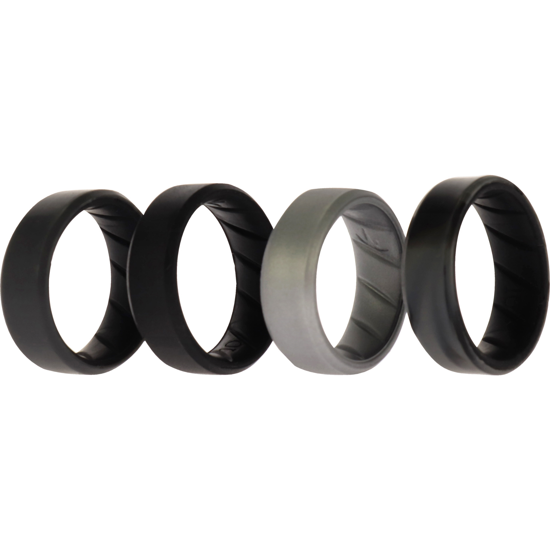 Silicone Wedding BR 8mm Edge Ring Set - Black-Camo by ROQ for Men - 4 x 10 mm Ring