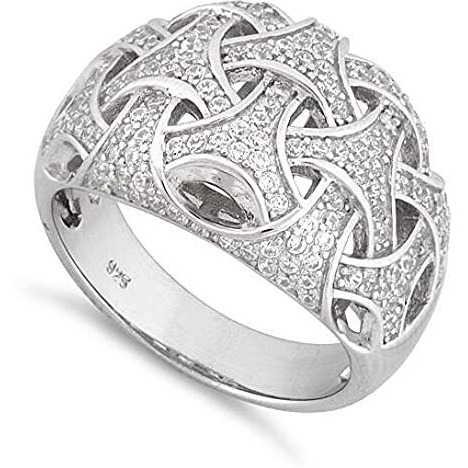 commitment Ring Woven Style cZs On Platinum Plating(D0102HEYH3W)