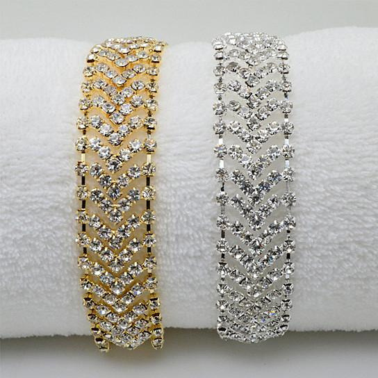 Brocade Bracelet Crystal Chevron Design In Vintage Look