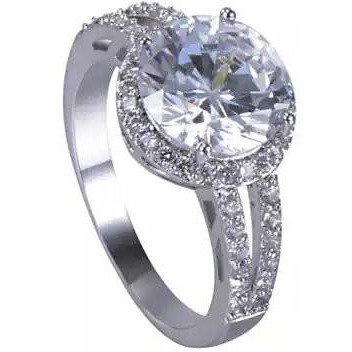 Love Struck Diamond Crystals Platinum Plated Halo Ring
