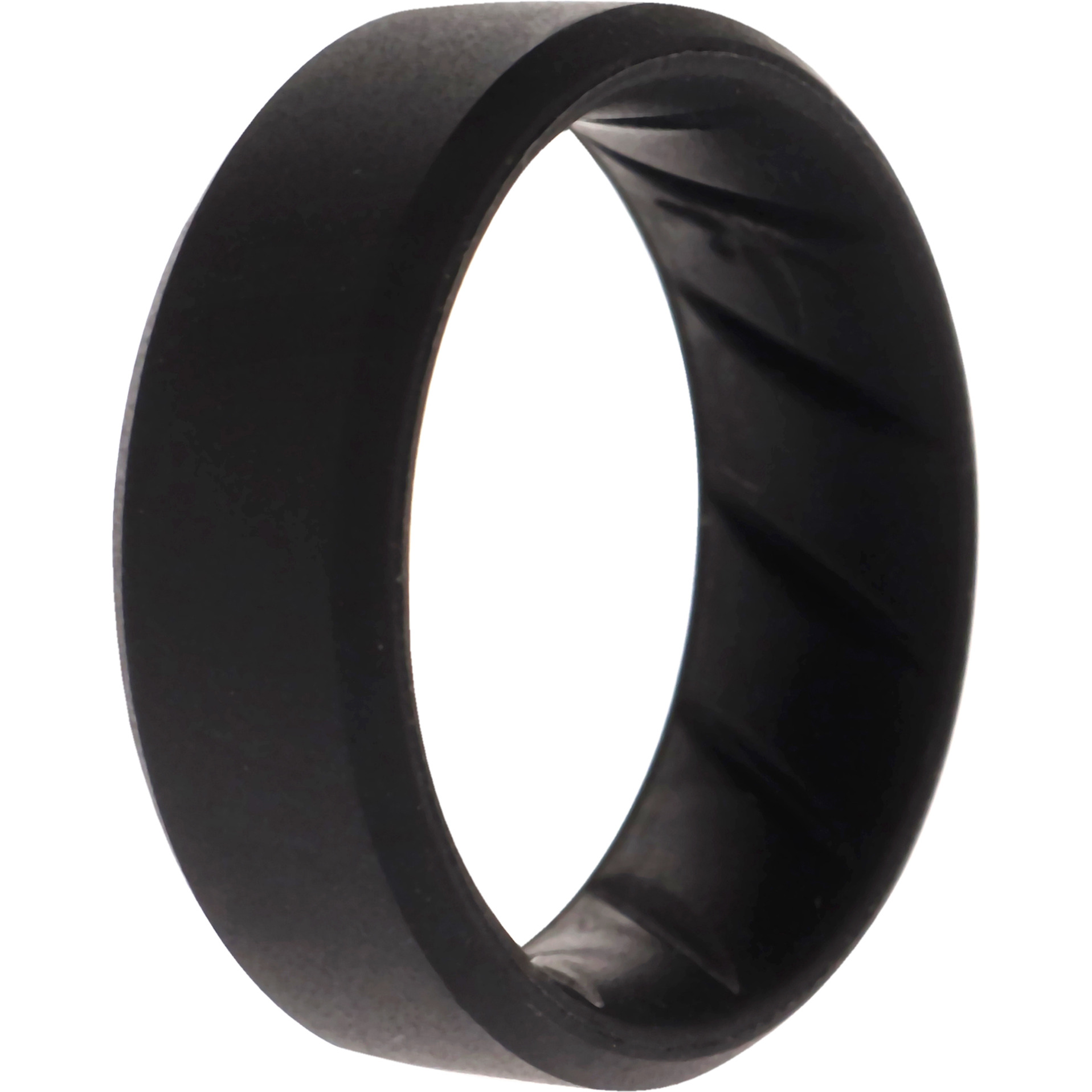 Silicone Wedding BR 8mm Edge Ring - Basic-Black by ROQ for Men - 10 mm Ring