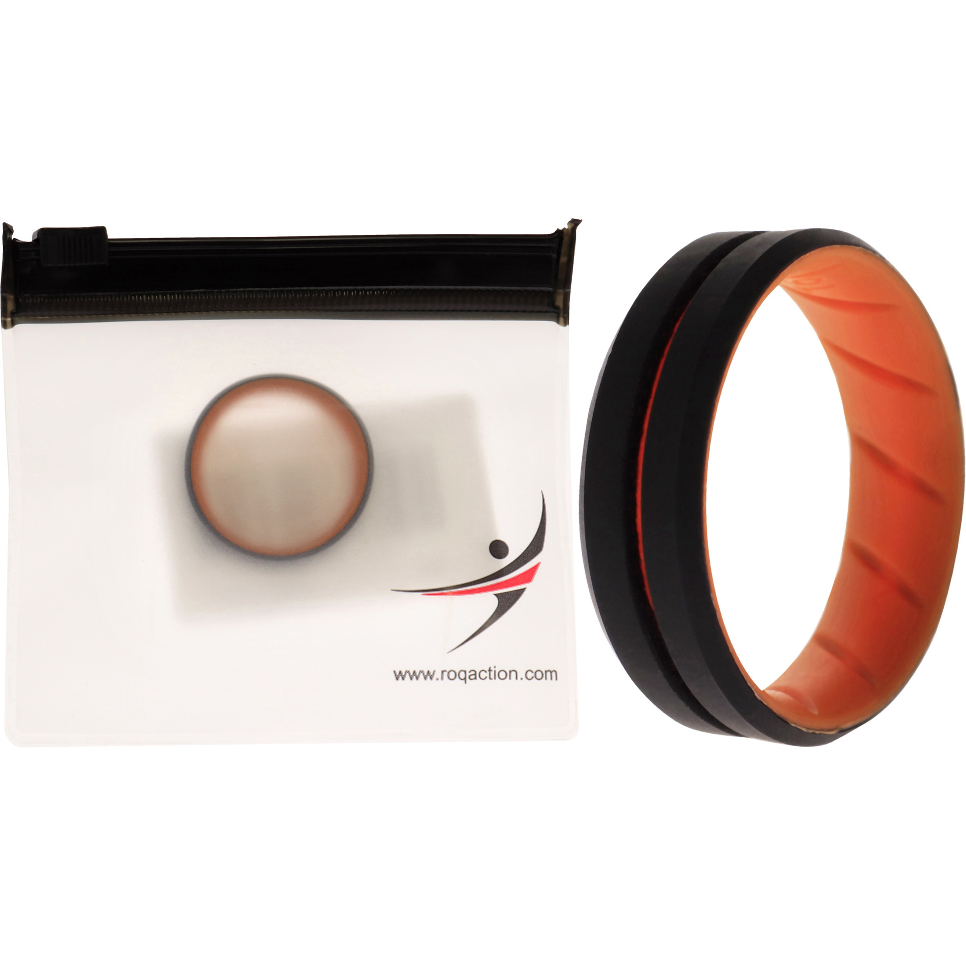 Silicone Wedding BR Middle Line Ring - Orange-Black by ROQ for Men - 16 mm Ring