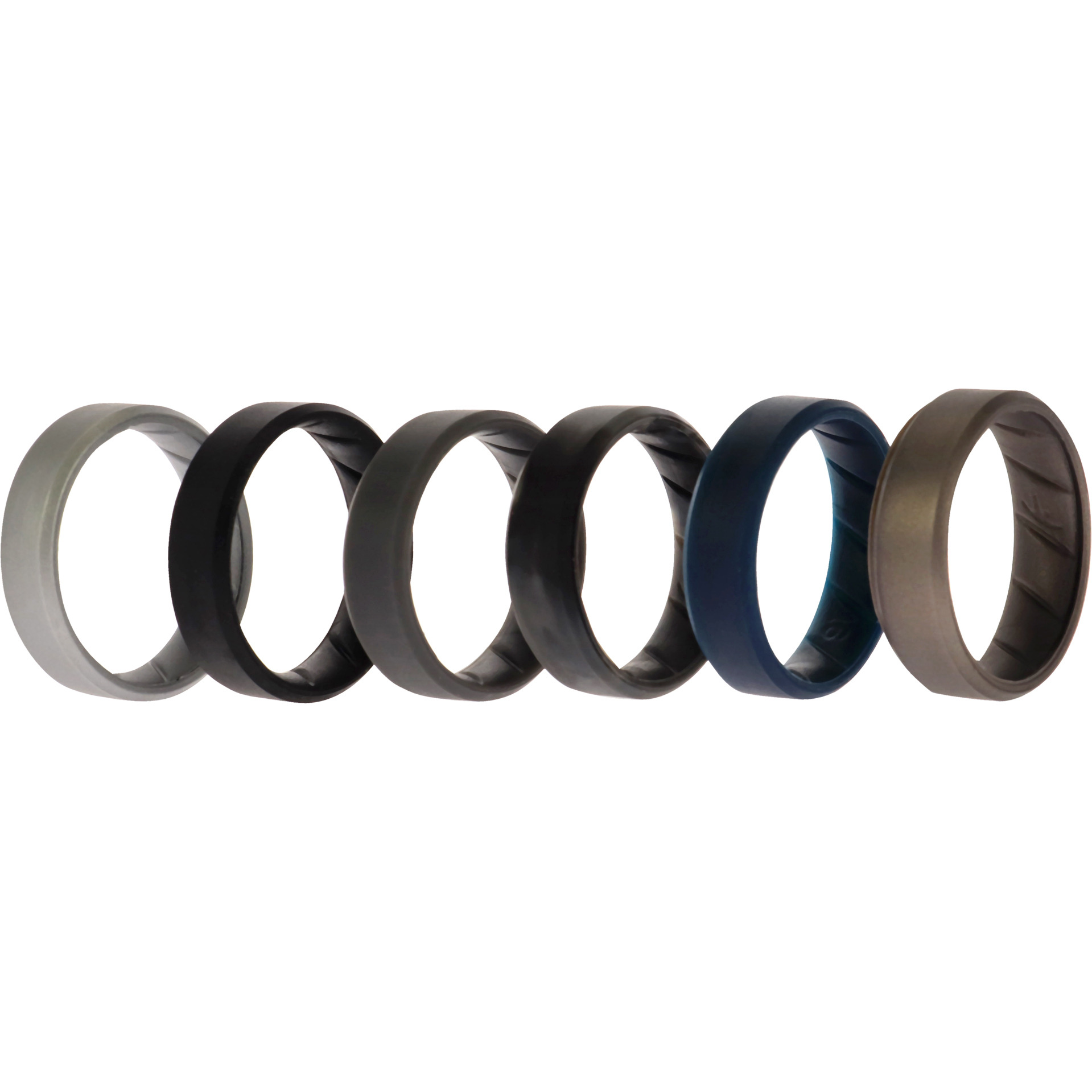 Silicone Wedding BR 8mm Ring Set - Basic-Metal by ROQ for Men - 6 x 16 mm Ring