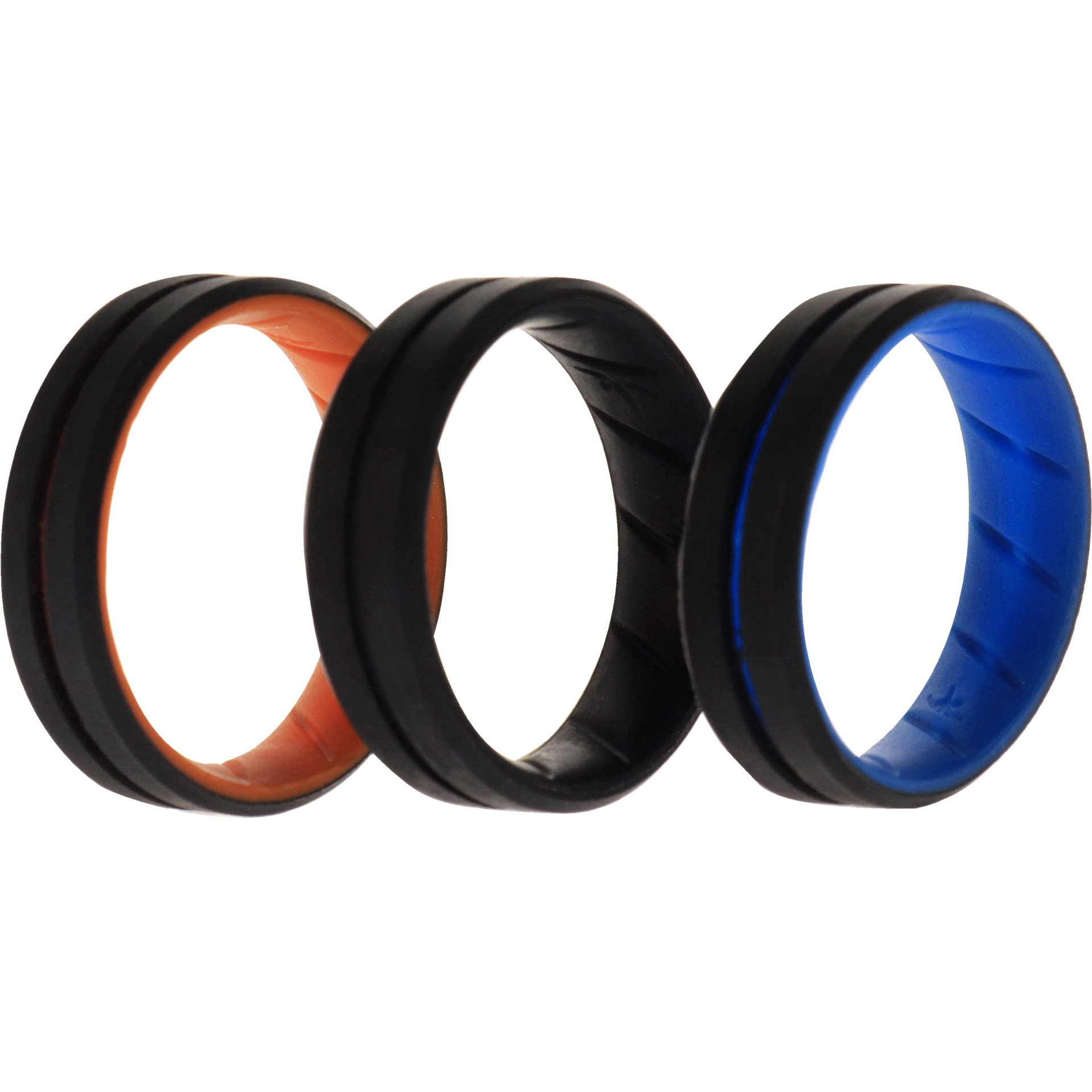 Silicone Wedding BR Middle Line Ring Set - MultiColor by ROQ for Men - 3 x 16 mm Ring
