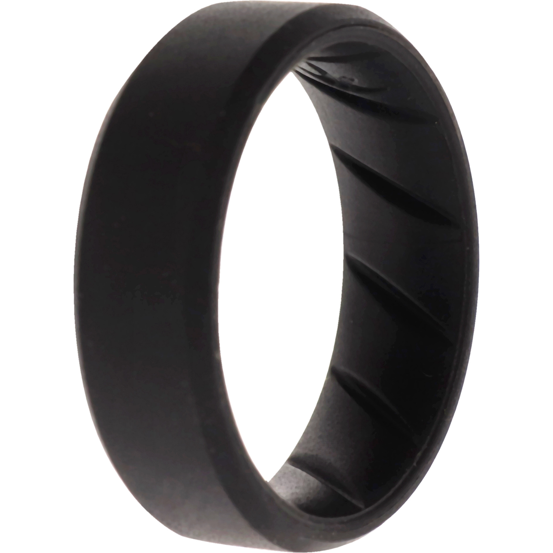 Silicone Wedding BR 8mm Edge Ring - Basic-Black by ROQ for Men - 12 mm Ring