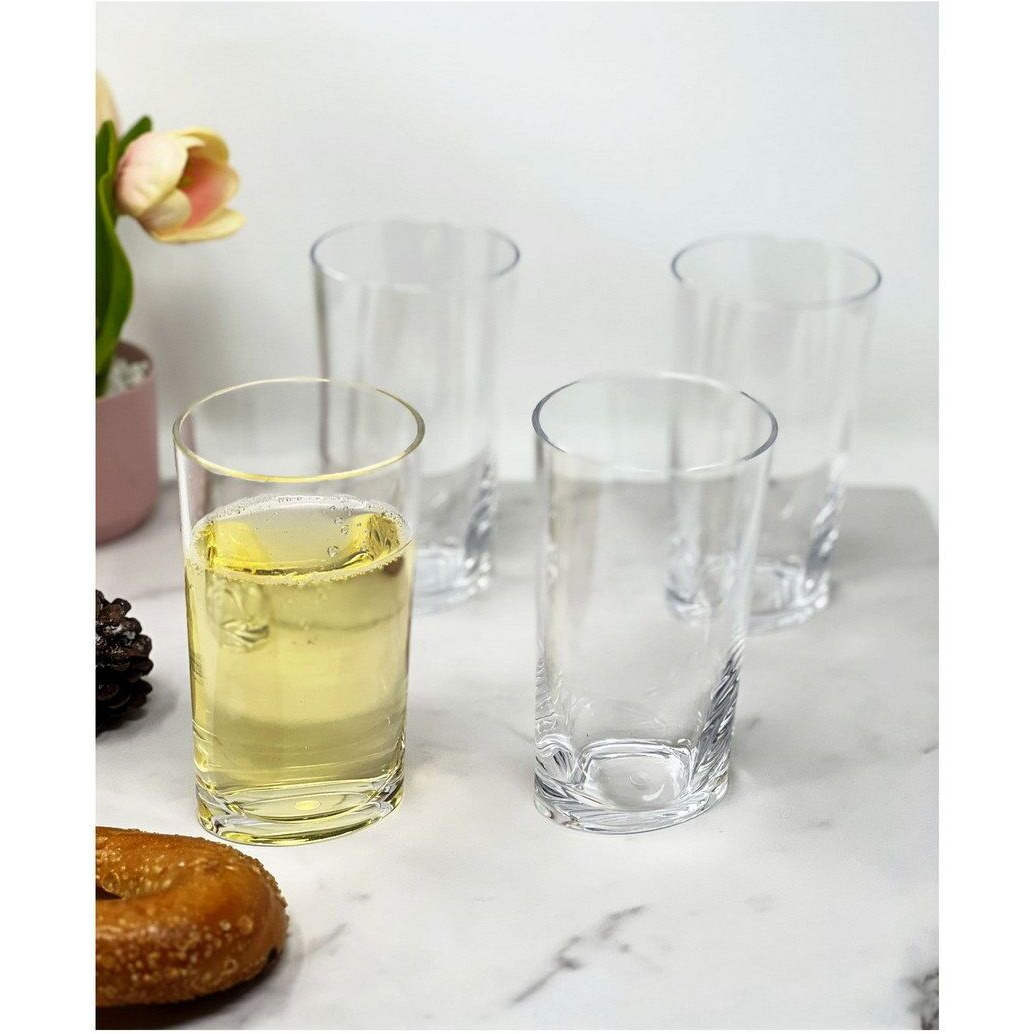 Designer Oval Halo clear Acrylic Hi Ball Tumbler Set of 4 (15oz), Premium Quality Unbreakable Stemless Acrylic Tumbler for All Purpose(D0102H5L7VT)