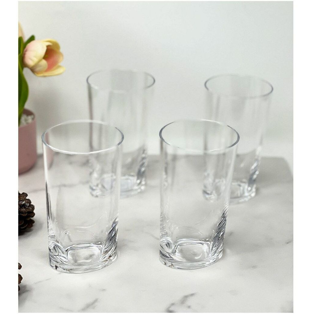 Designer Oval Halo clear Acrylic Hi Ball Tumbler Set of 4 (15oz), Premium Quality Unbreakable Stemless Acrylic Tumbler for All Purpose(D0102H5L7VT)