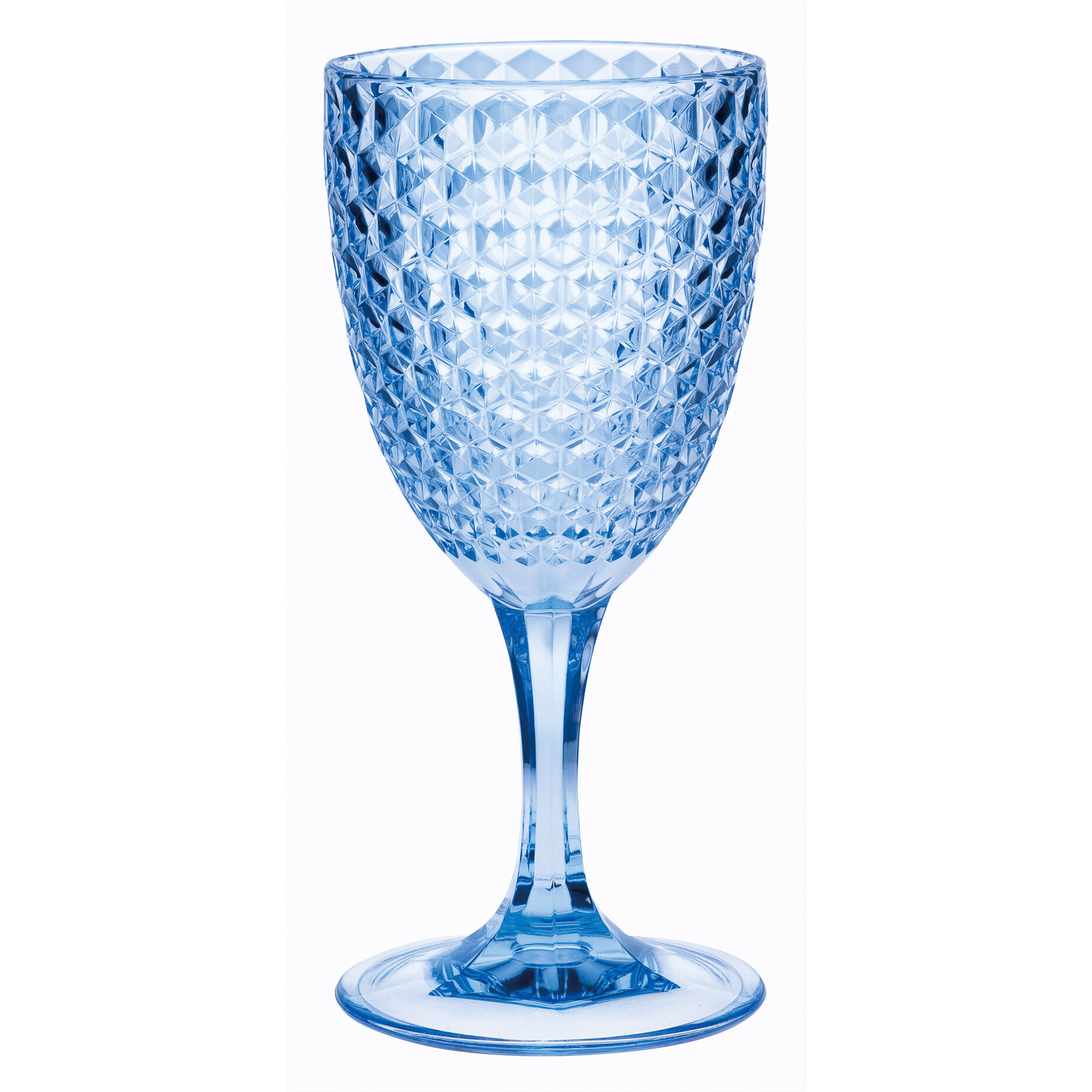Set of Four Blue Diamond Acrylic Stemmed All Purpose Wine Glass