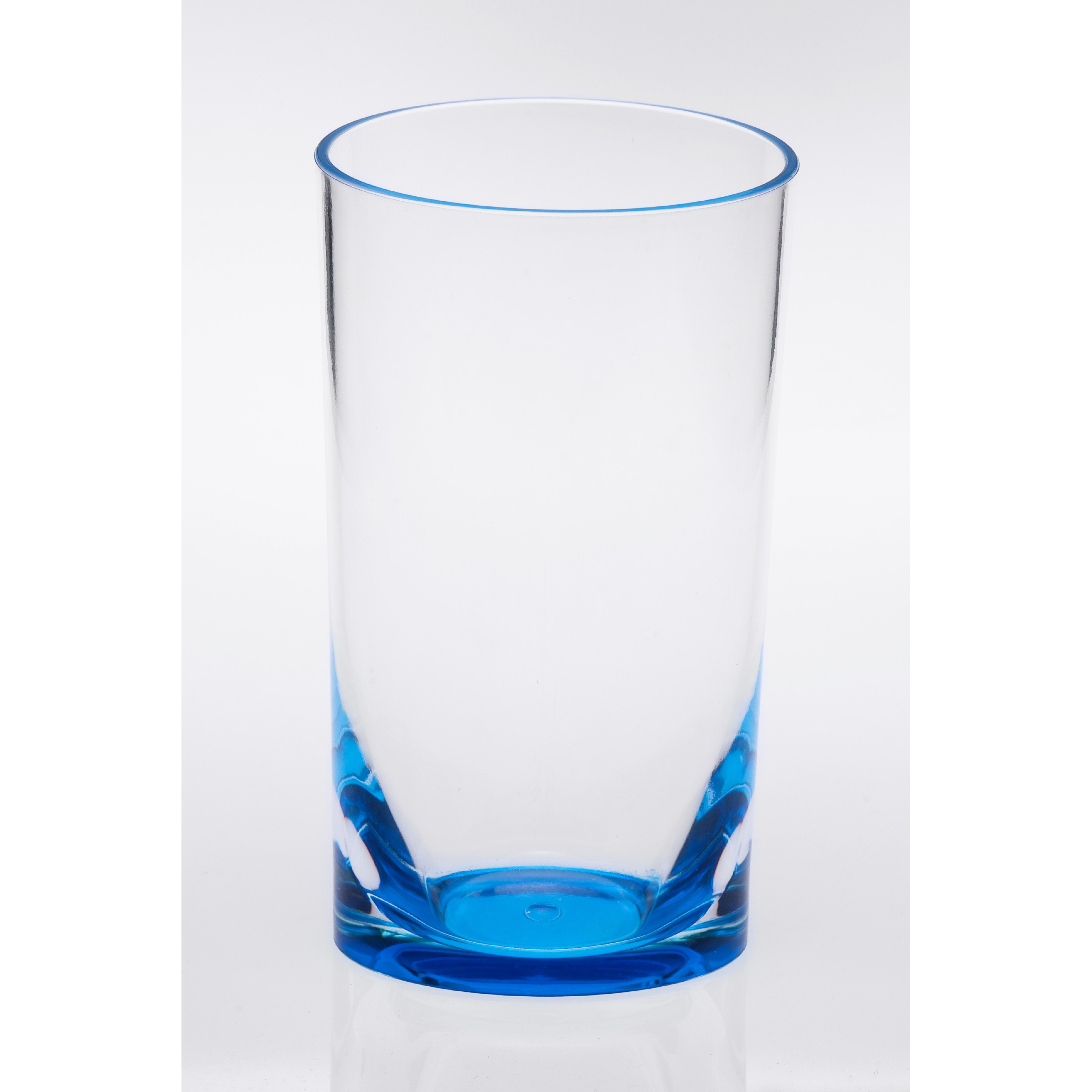Set of Four Clear and Blue Acrylic Highball Glasses