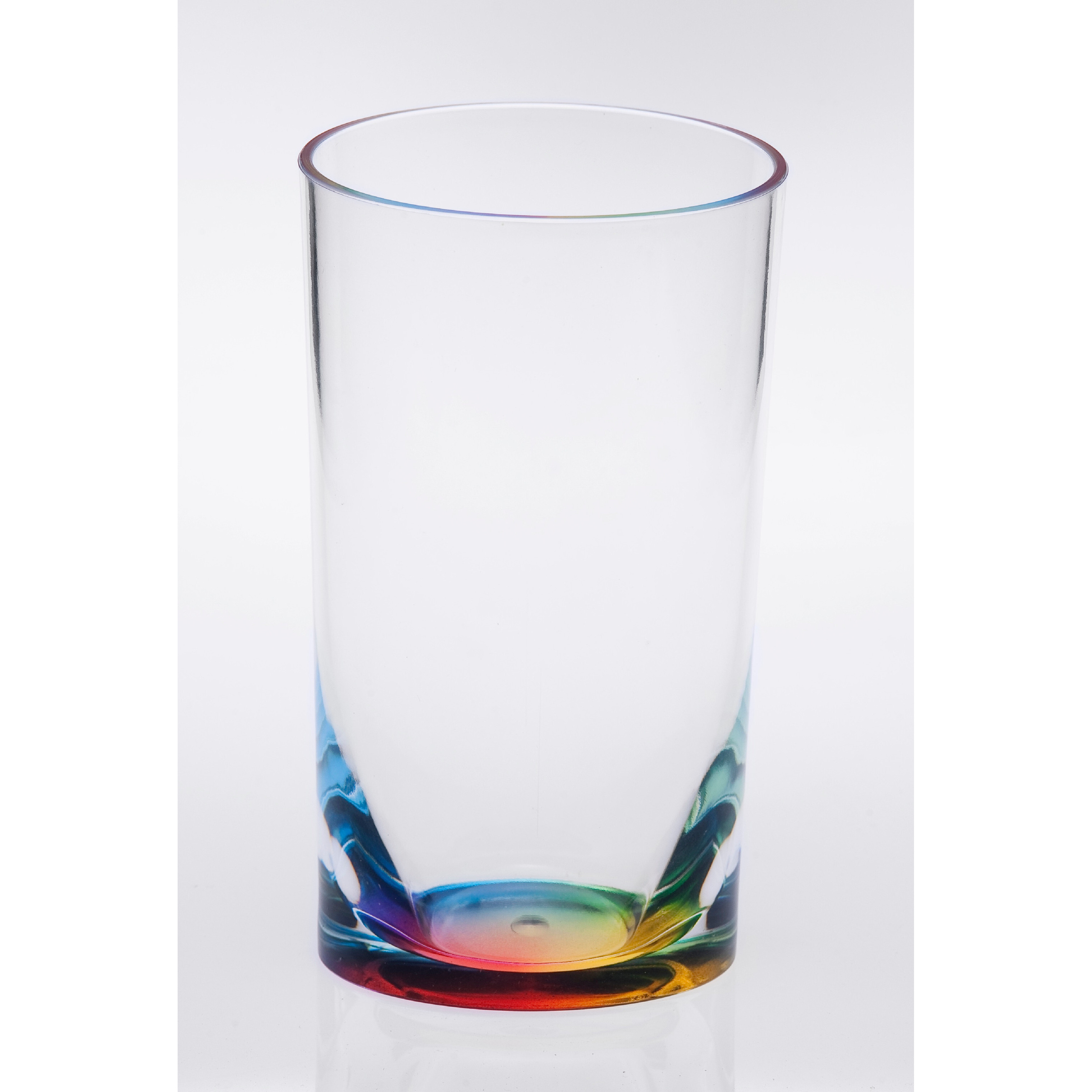 Set of Four Clear and Rainbow Acrylic Highball Glasses