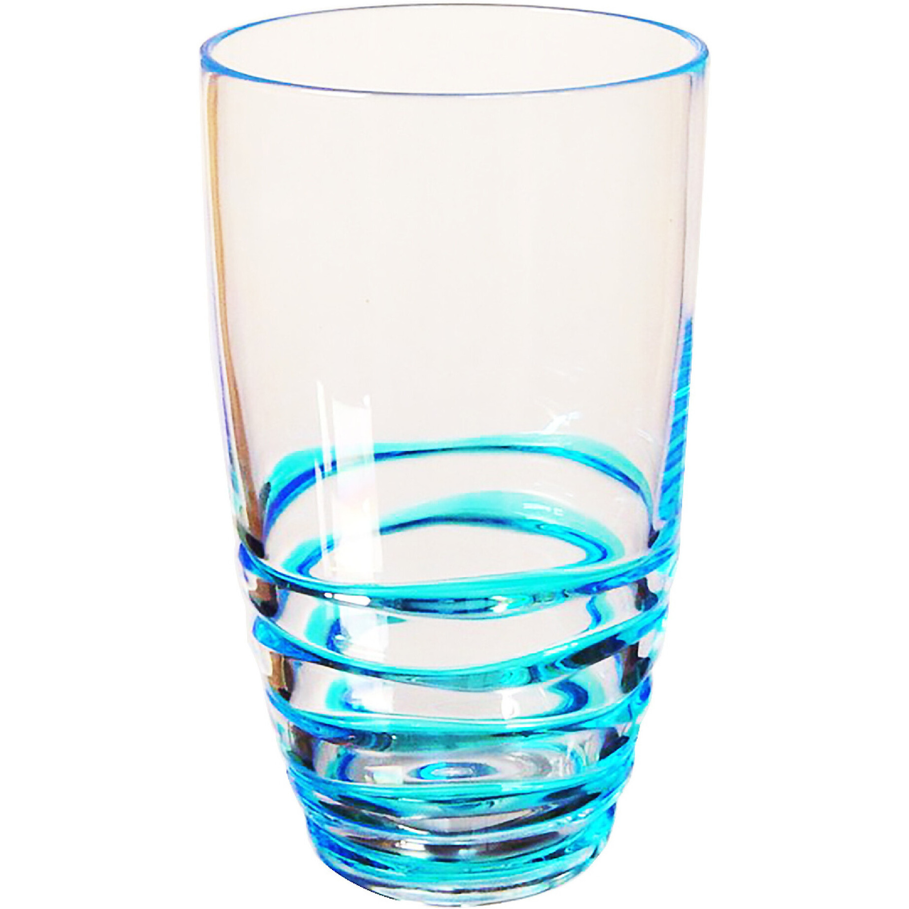 Set of Four Clear and Blue Swirl Acrylic Highball Glasses