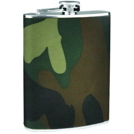 Silver Flask with Camouflage Wrap