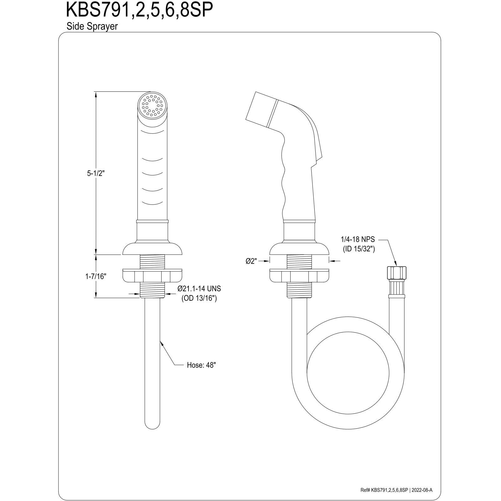 Kingston Brass KBS796SP Kitchen Faucet Sprayer for KB796, Antique Copper