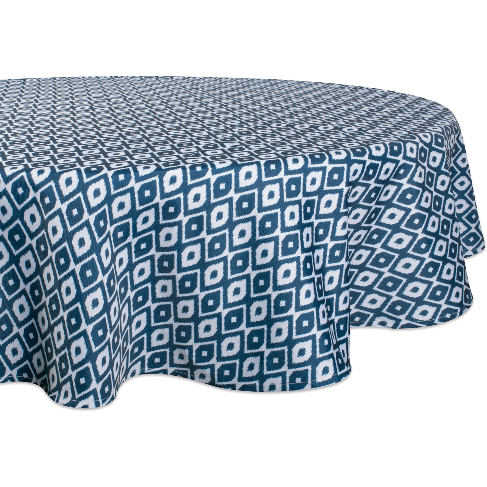 DII Blue Ikat Outdoor Tablecloth 60 Round