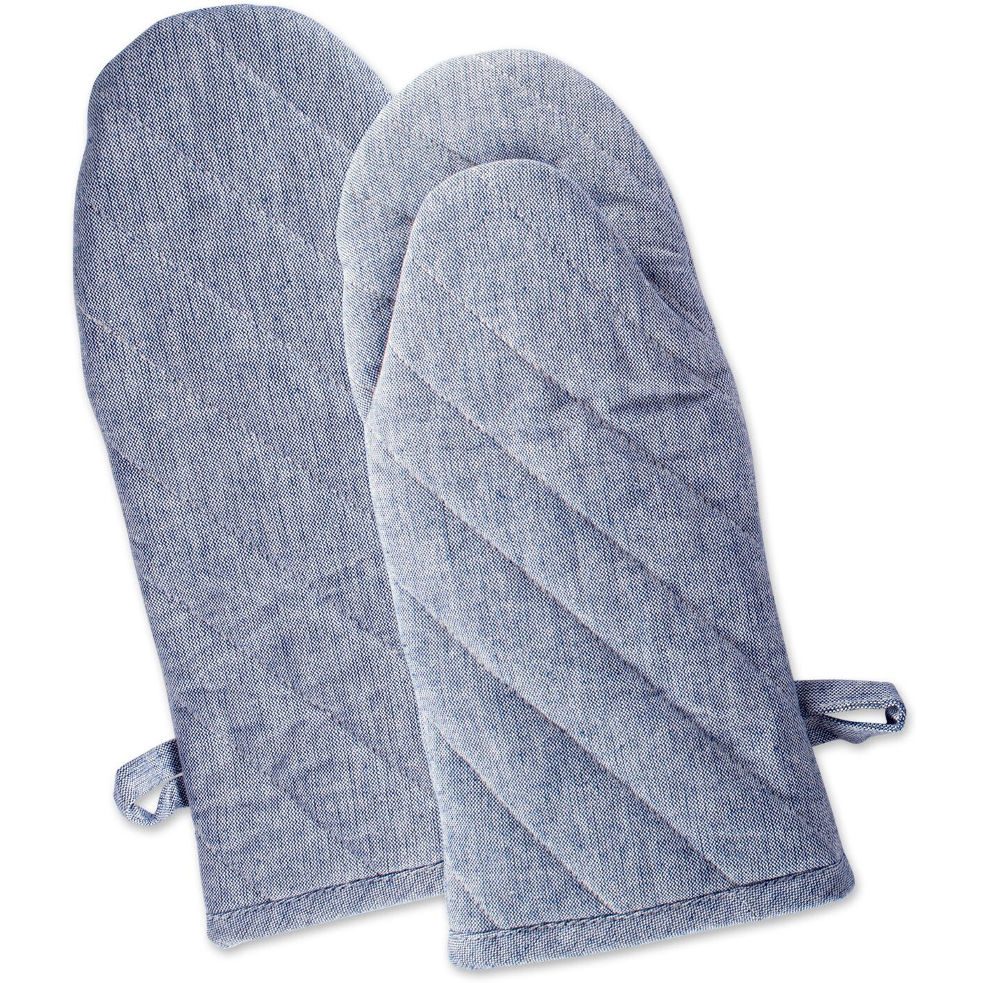 DII Blue Solid Chambray Oven Mitt (Set of 2)