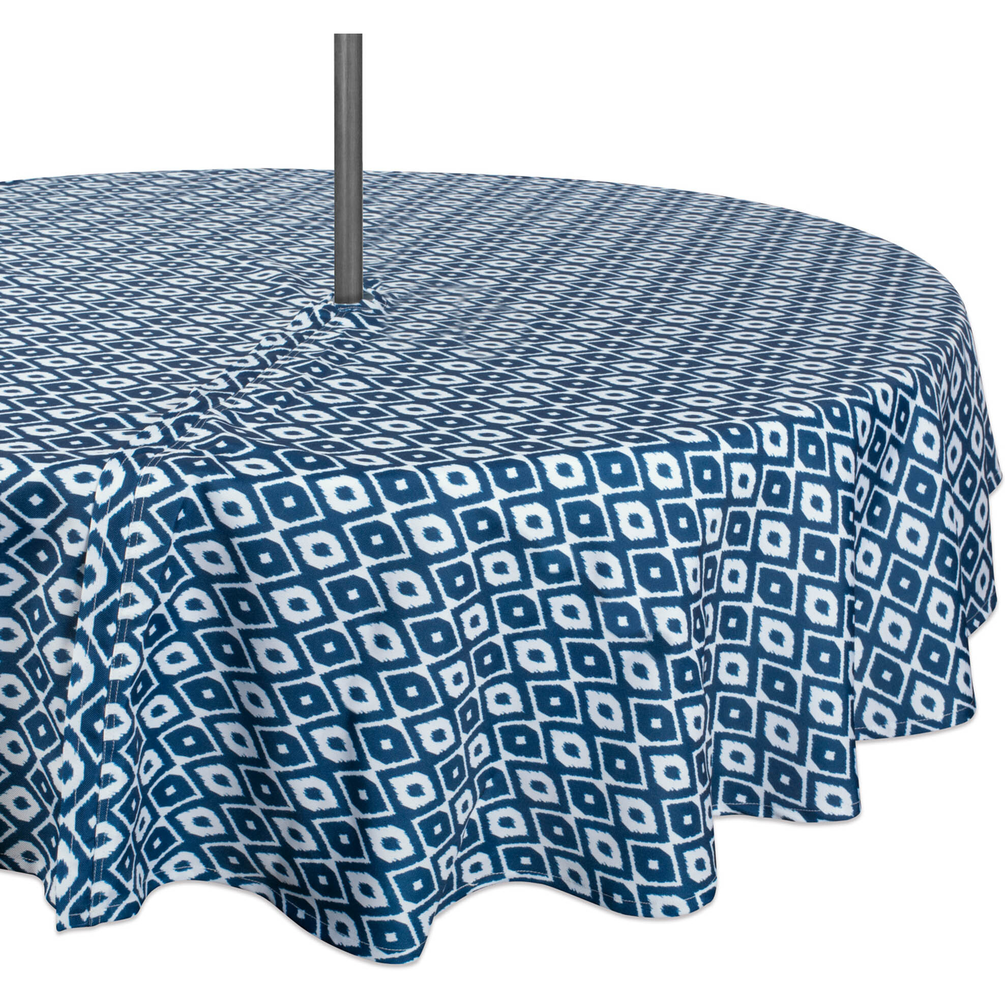 DII Blue Ikat Outdoor Tablecloth With Zipper 52 Round