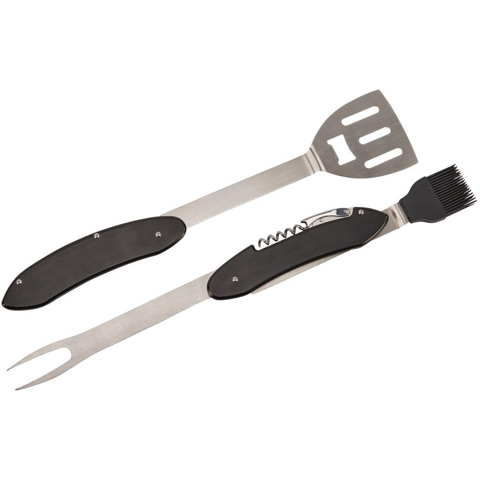 Folding BBQ Tools with Black Handle 20&quotL Open