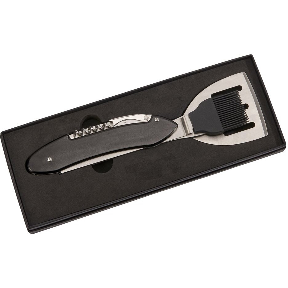 Folding BBQ Tools with Black Handle 20&quotL Open