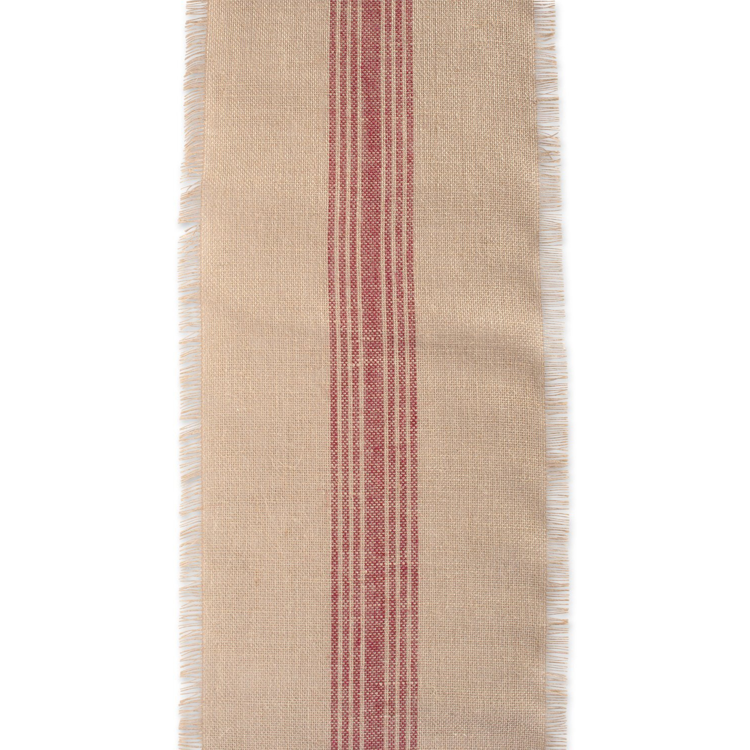 DII Barn Red Middle Stripe Burlap Table Runner