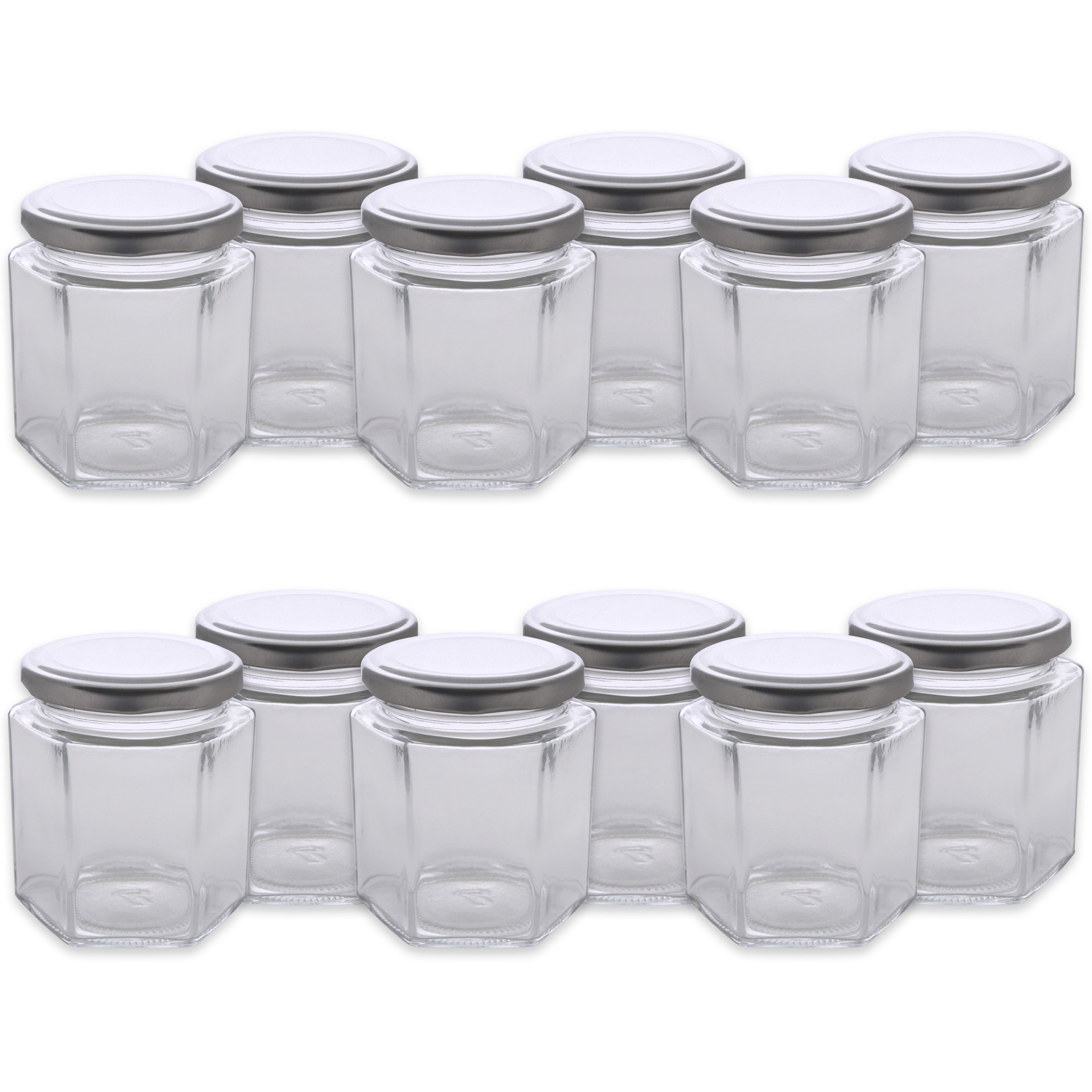 DII(Set of 12) Hexagon Jars With Silver Lids