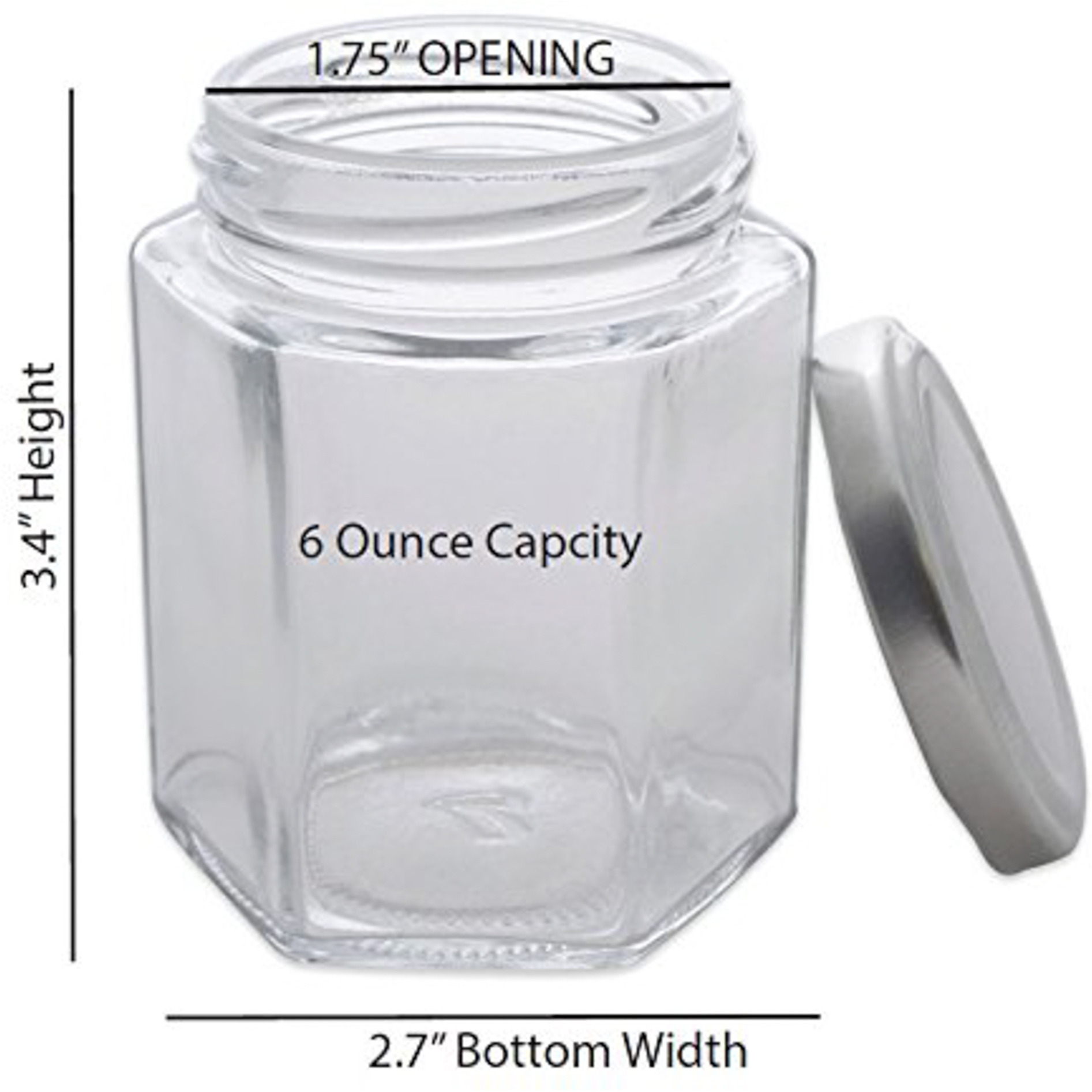 DII(Set of 12) Hexagon Jars With Silver Lids
