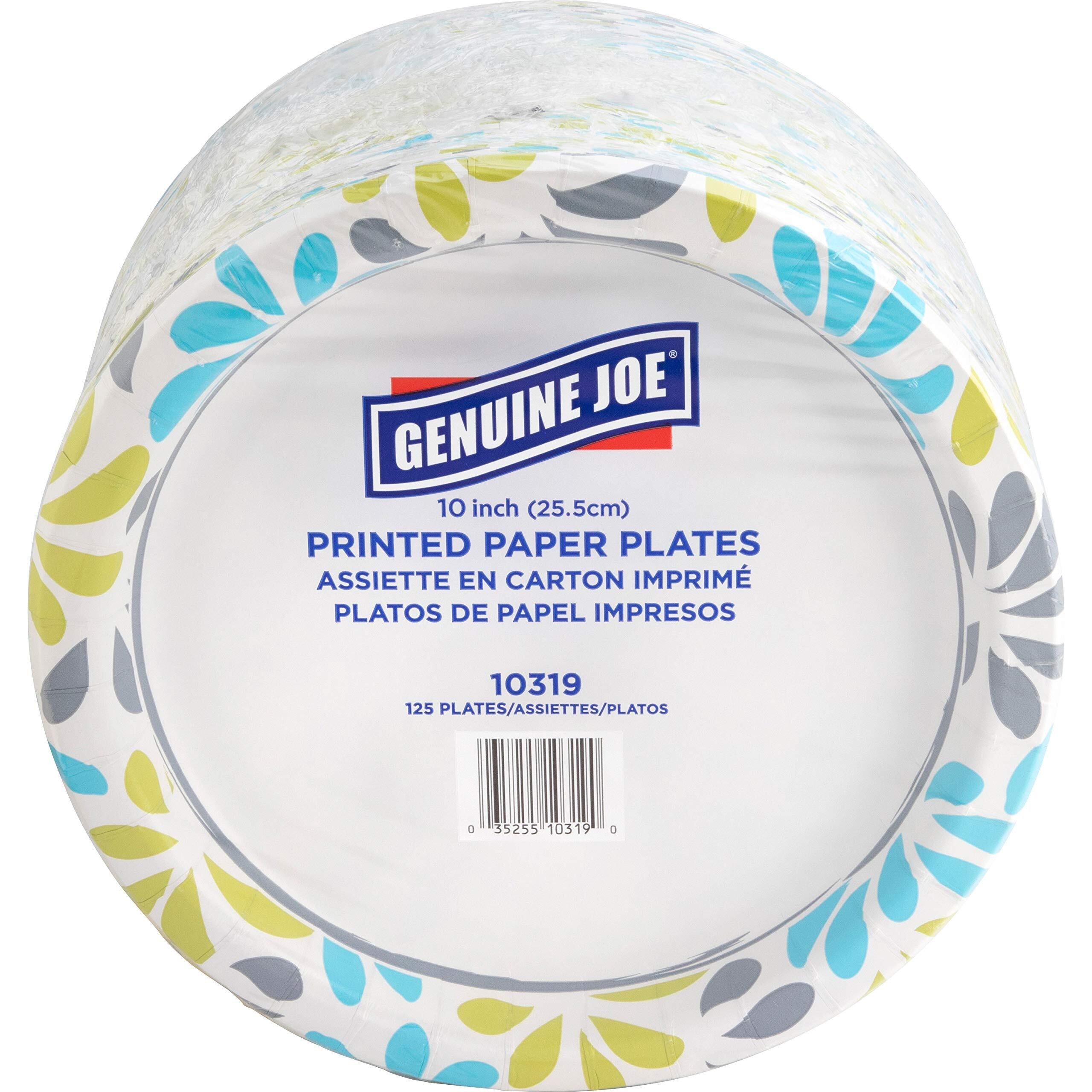 Genuine Joe Printed Paper Plates - Disposable - Multi - 125 / Pack