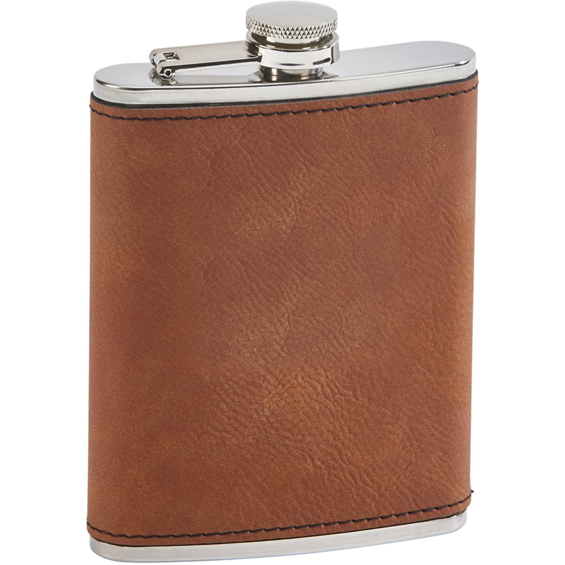 Leatherette Flask Caramel 8 Oz Cap
