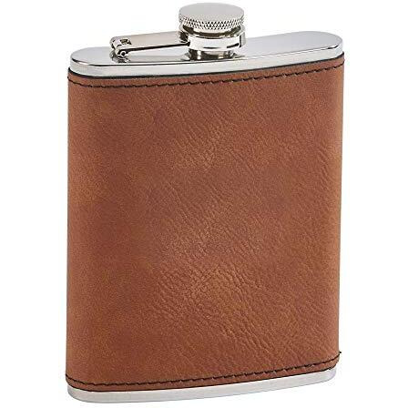 Leatherette Flask Caramel 8 Oz Cap