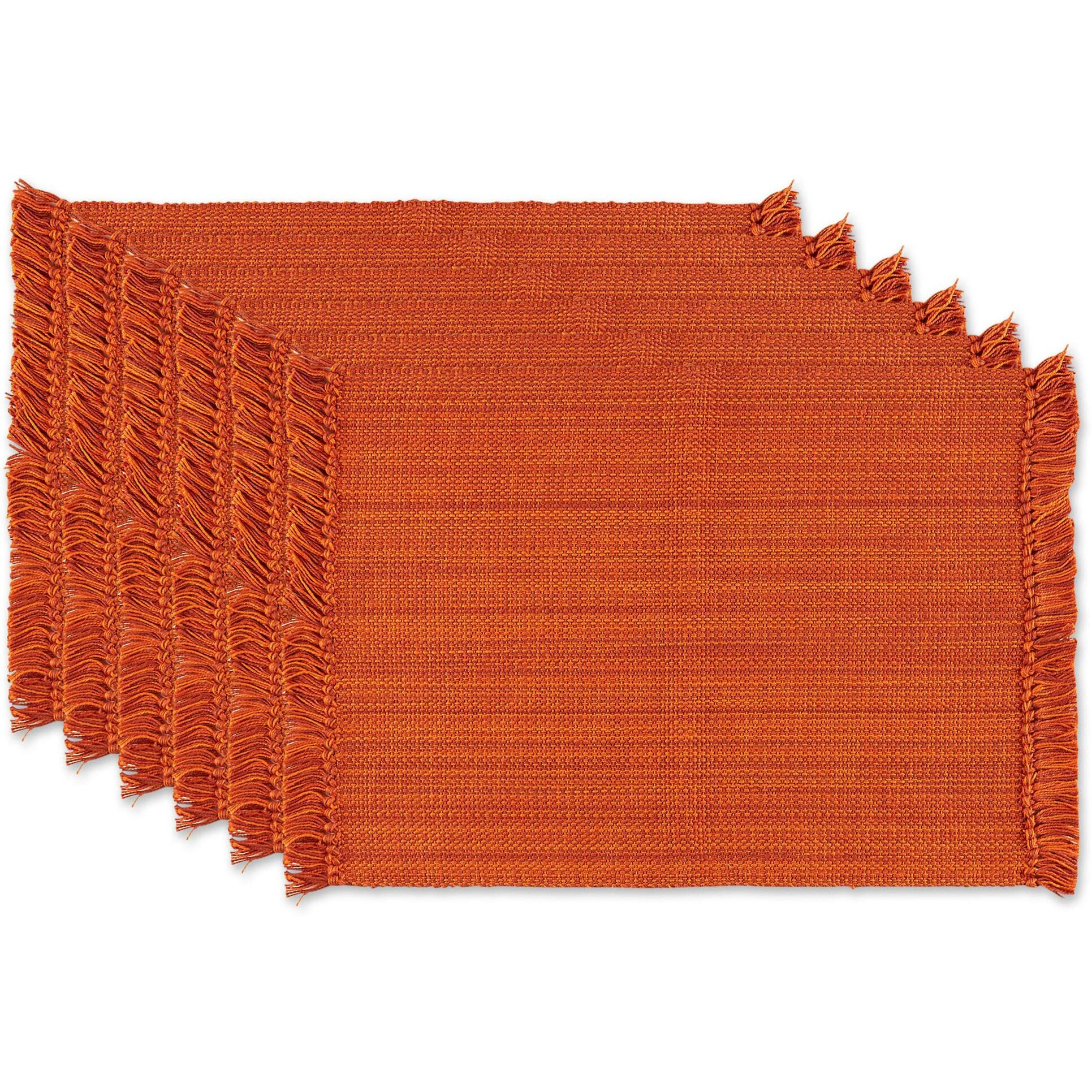 DII Variegated Burnt Orange Fringe Placemat Set/6