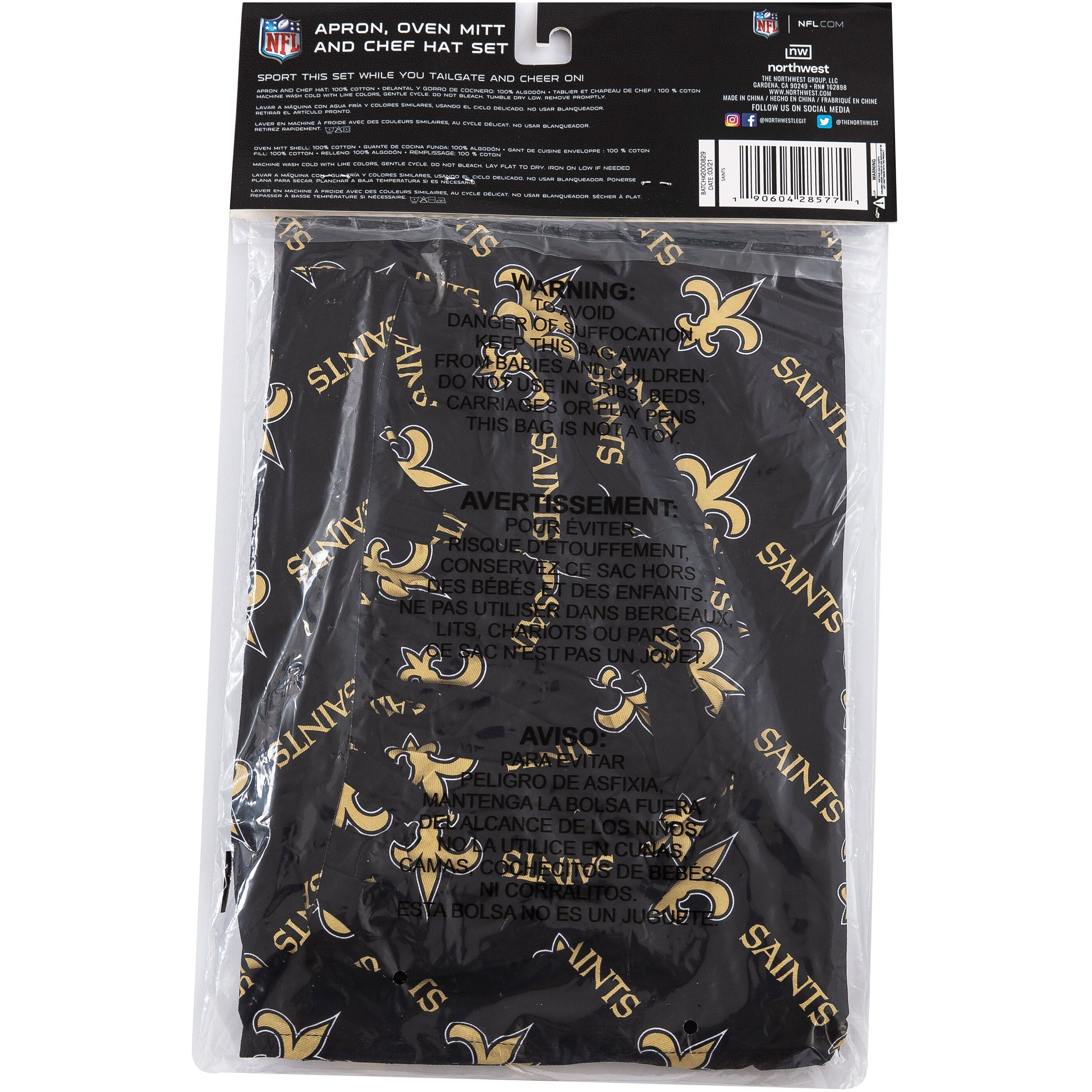 Saints 3Pc Set - Apron Mitt Hat(D0102H94KT7)