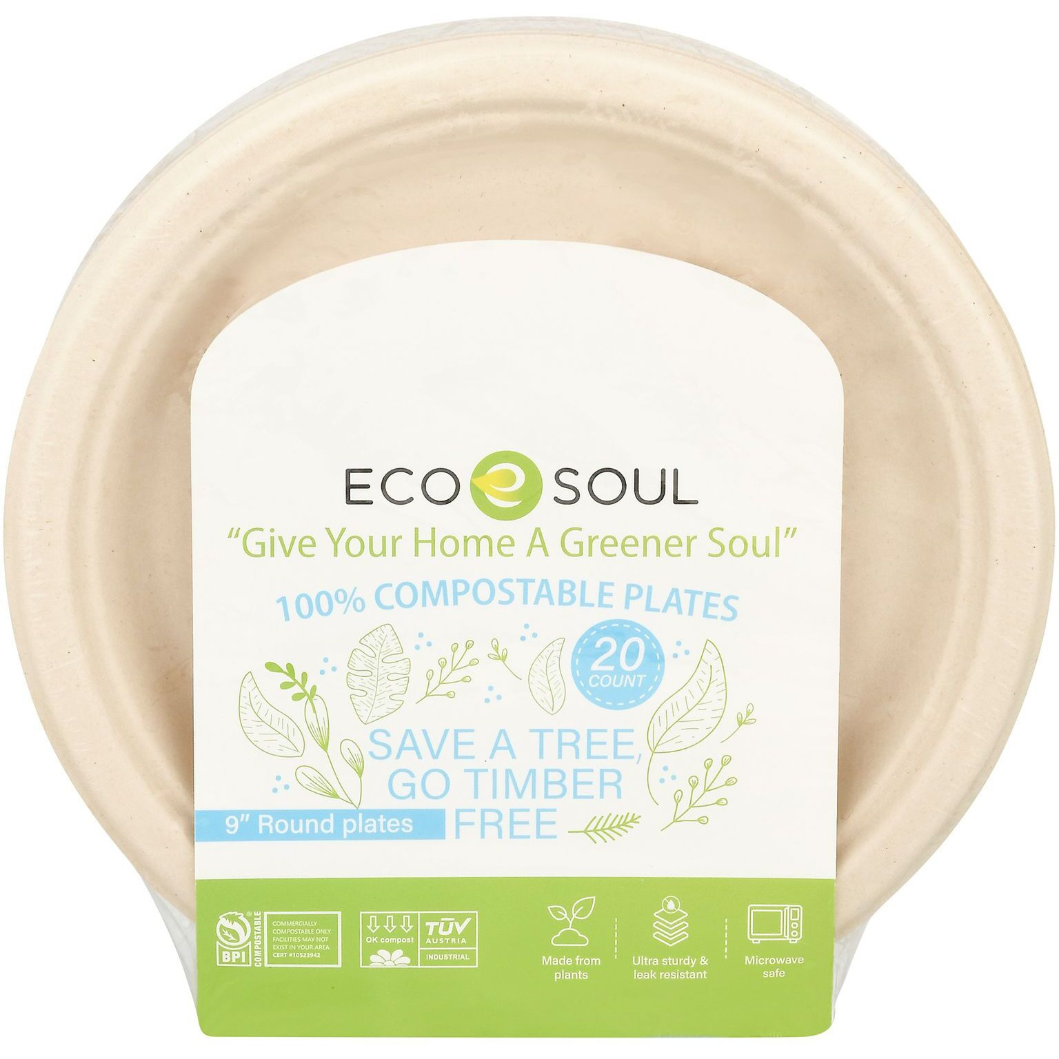 Ecosoul - Rnd Plate 9 Inch Bagasse - case Of 8-20 ct(D0102H54YBT)