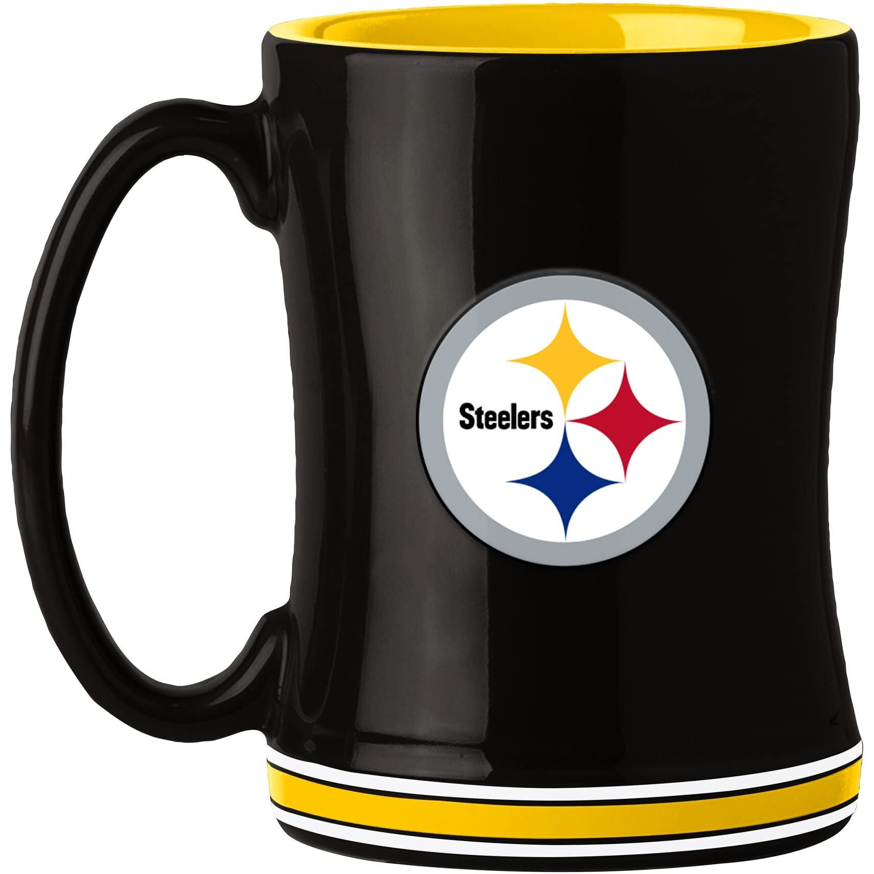 Pittsburgh Steelers Coffee Mug 14oz Sculpted Relief Team Color