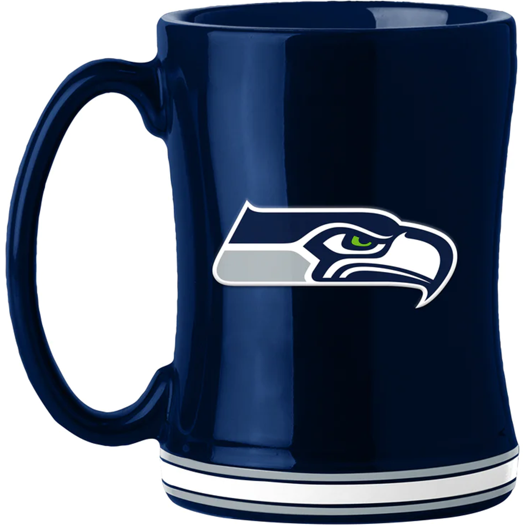 Seattle Seahawks Coffee Mug 14oz Sculpted Relief Team Color