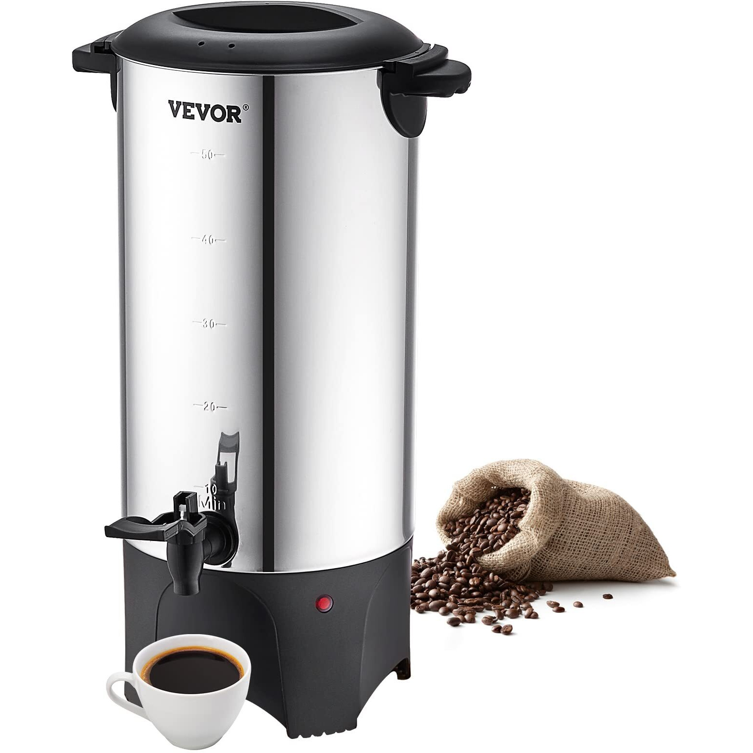VEVOR Commercial Coffee Urn 50 Cup Stainless Steel Coffee Dispenser Fast Brew