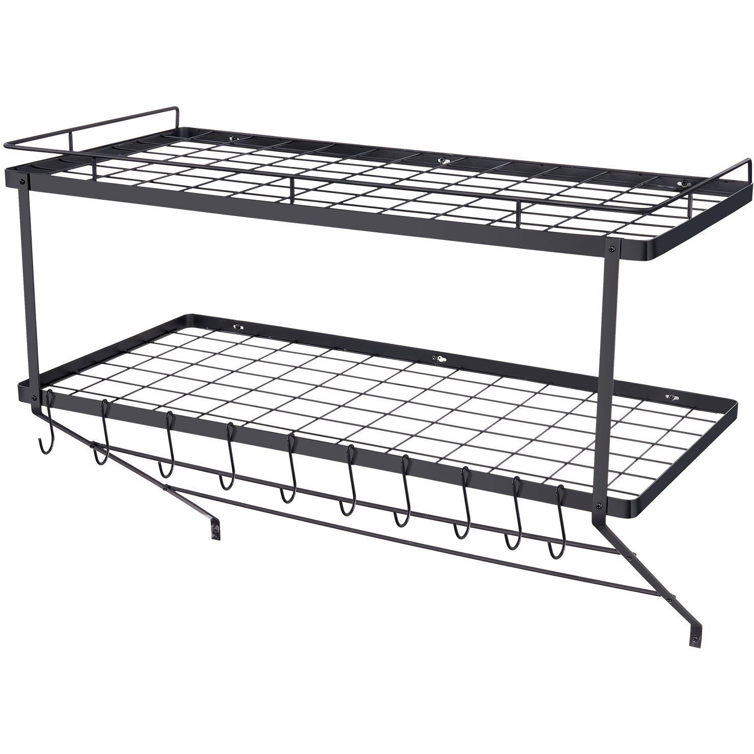 VEVOR Pot Rack Wall Mounted, 30 inch Pot and Pan Hanging Rack, Pot and Pan Hanger with 12 S Hooks, 55 lbs Loading Weight, Ideal for Pans, Utensils, Cookware in Kitchen