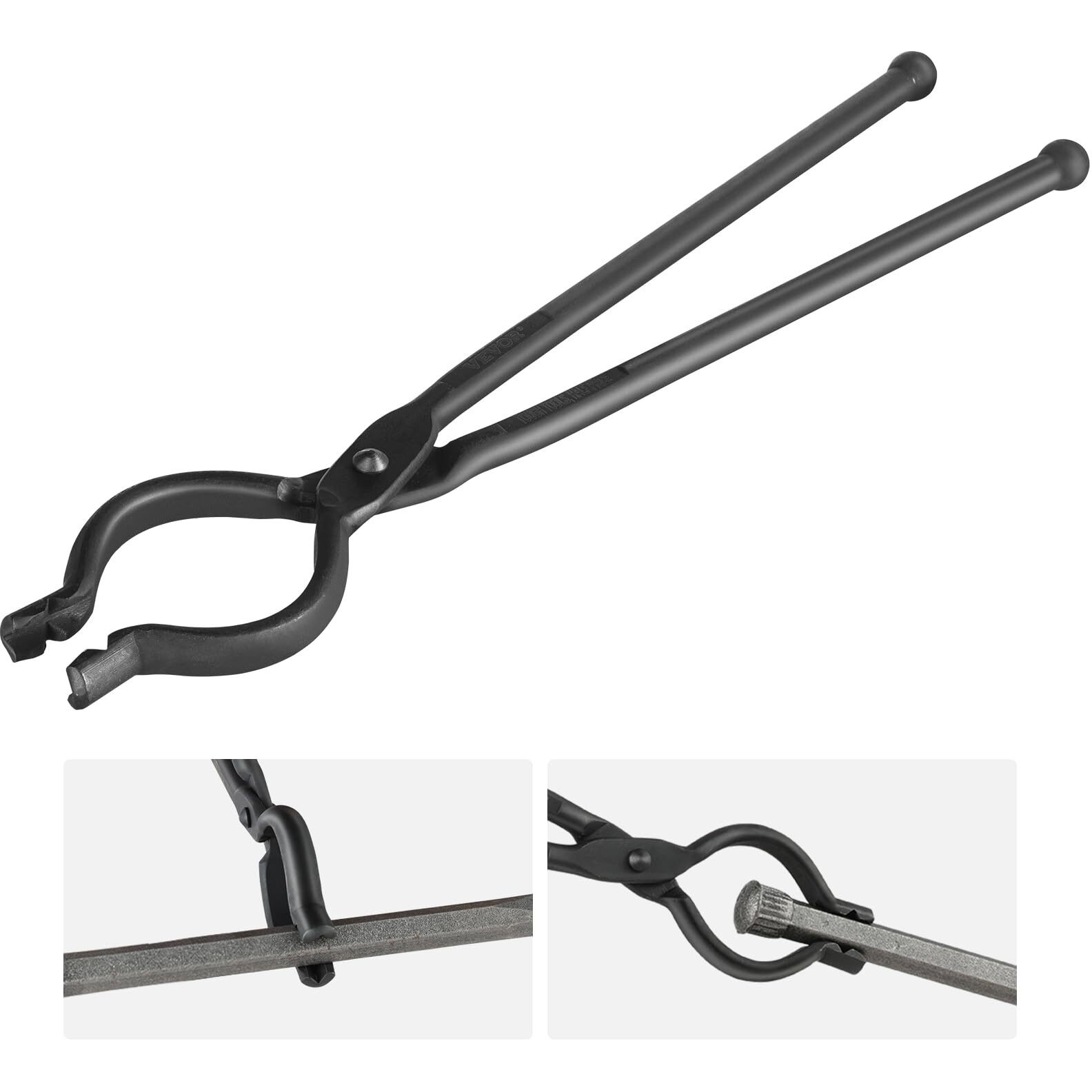 VEVOR Blacksmith Tongs, 18' V-Bit Bolt Tongs, Carbon Steel Forge Tongs with A3 Steel Rivets, for Long, Irregular, and Nail-shaped Forgings, for Beginner and Seasoned Blacksmiths and Bladesmiths