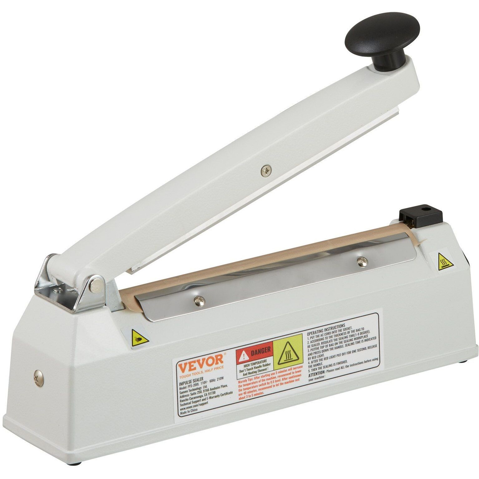 VEVOR Impulse Sealer 8 inch, Manual Heat Sealing Machine with Adjustable Heating Mode, Aluminum Shrink Wrap Bag Sealers for Plastic Mylar PE PP Bags, Portable Poly Bag Sealer with Extra Replace Kit