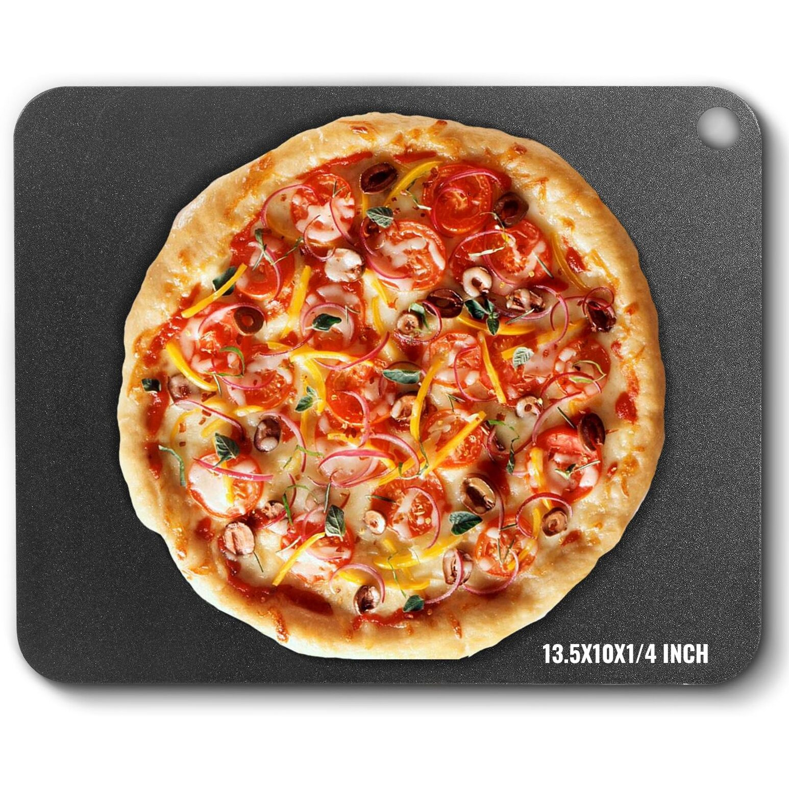 VEVOR Pizza Steel, 13.5" x 10" x 1/4" Pizza Steel Plate for Oven, Pre-Seasoned Carbon Steel Pizza Baking Stone with 20X Higher Conductivity, Heavy Duty Pizza Pan for Outdoor Grill, Indoor Oven