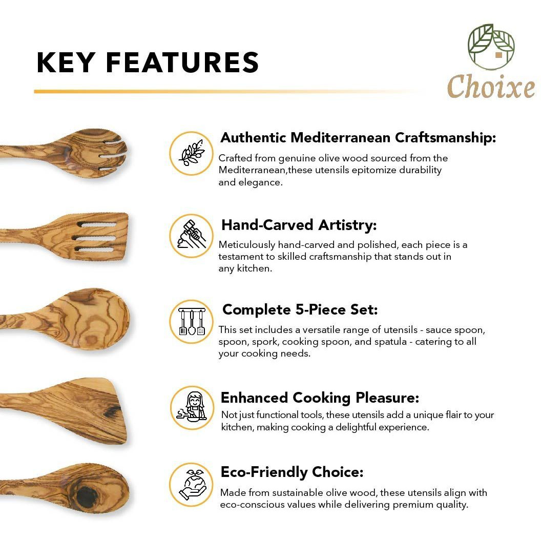 Olive Wood Kitchen Servers Set -5 pcs(D0102H5TRX8)