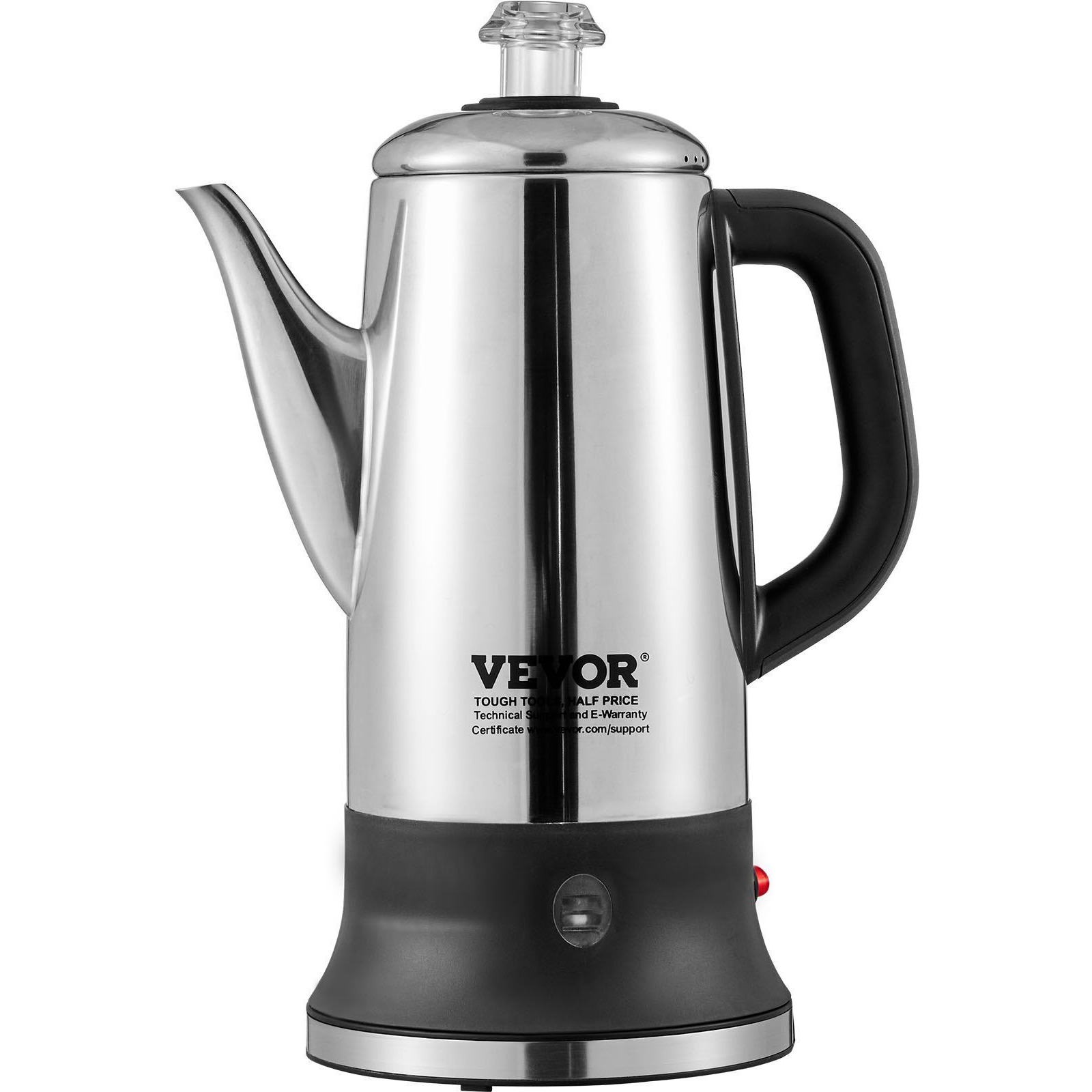 VEVOR 12-Cup Electric Percolator Coffee Pot, 304 Stainless Steel Coffee Percolator with Keep Warm Function & Heat-Resistant Handle, Classic Coffee Maker, Quick Brew & Easy-Pour Spout, Silver