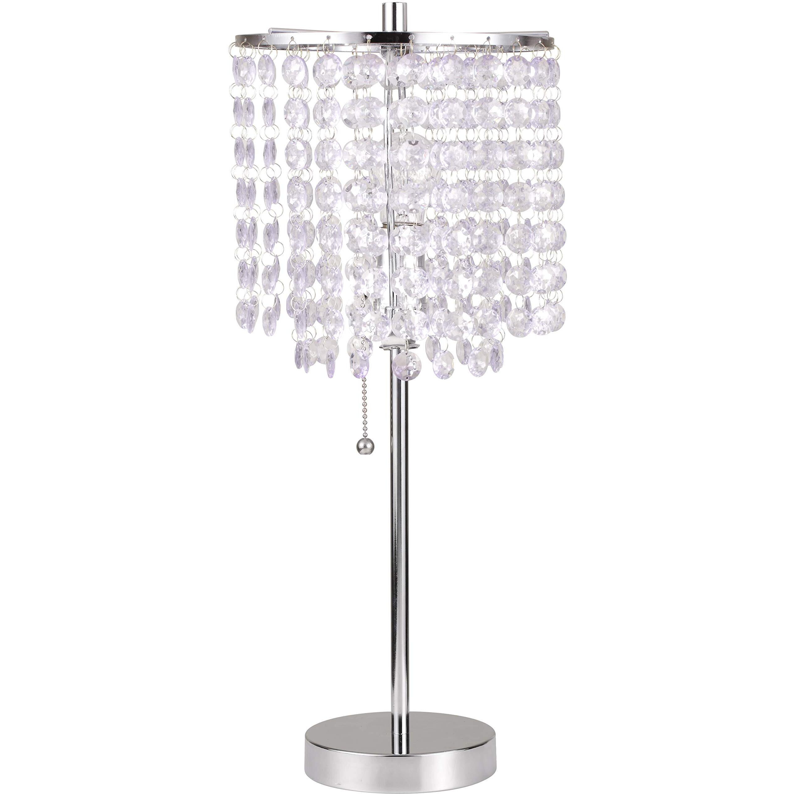 19H cHROME cRYSTAL INSPIRED PULL TABLE LAMP (1PccTN) (043422)(D0102H55SHX)