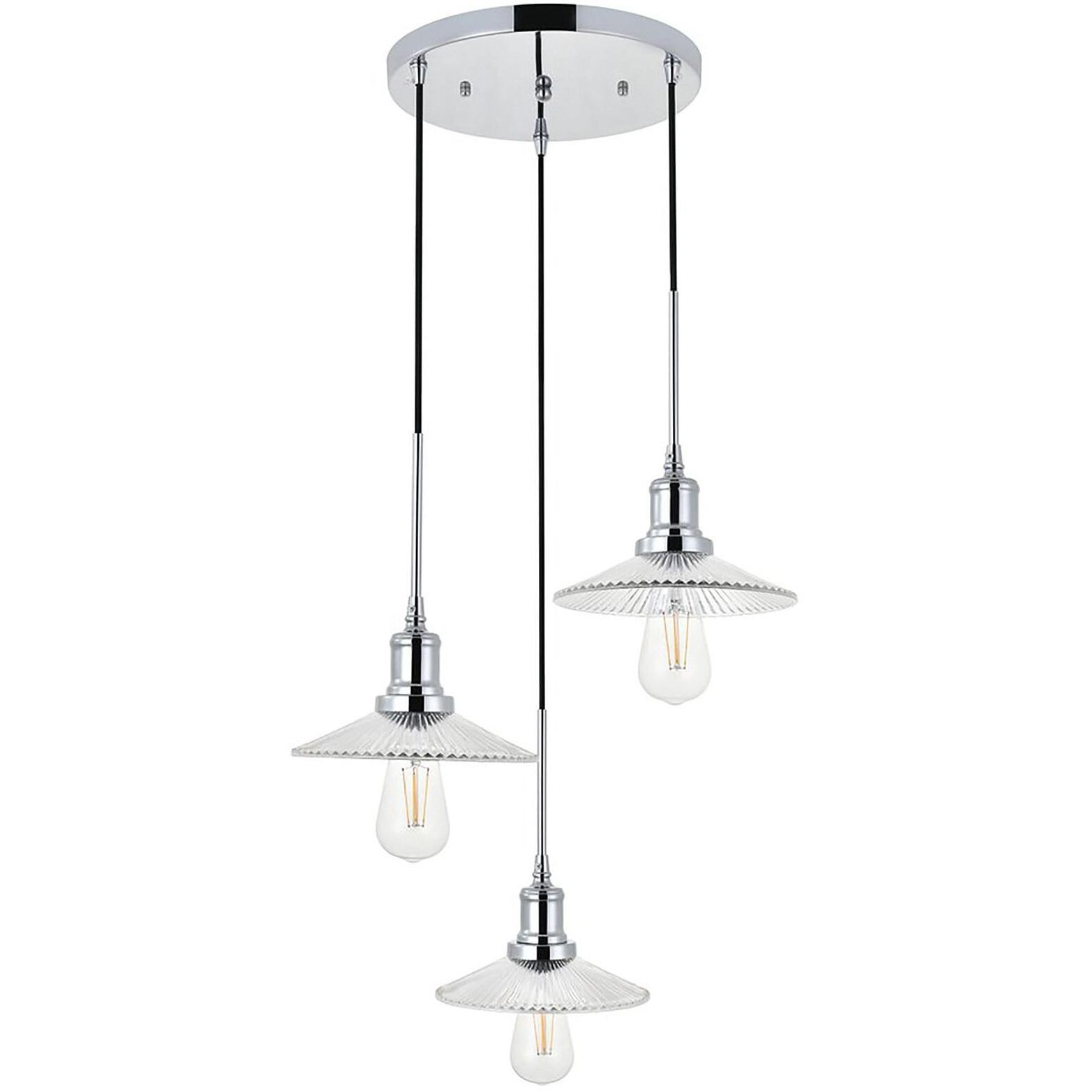 Waltz 3 light chrome Pendant