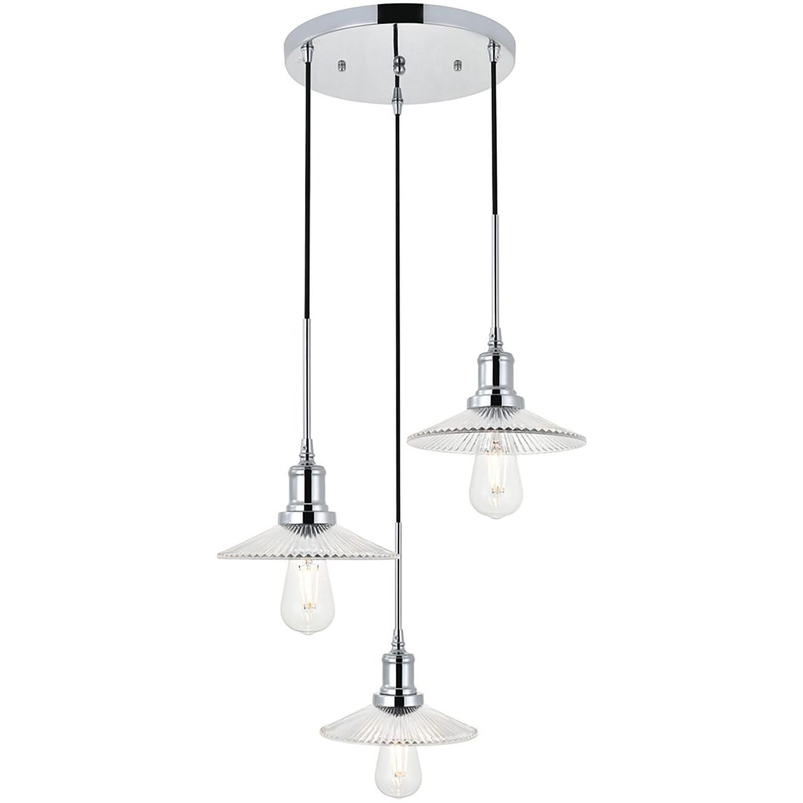 Waltz 3 light chrome Pendant
