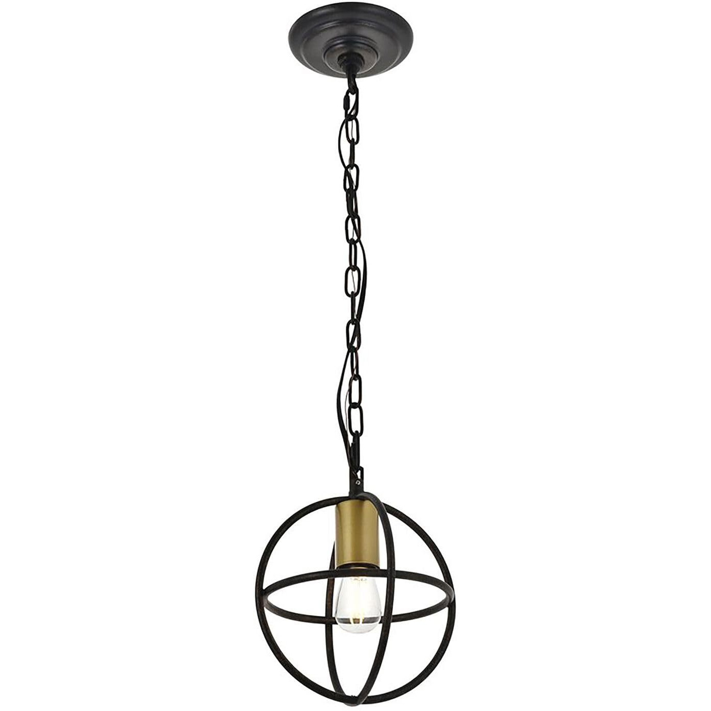 Octavia 1 light Brass and Dark Brown Pendant