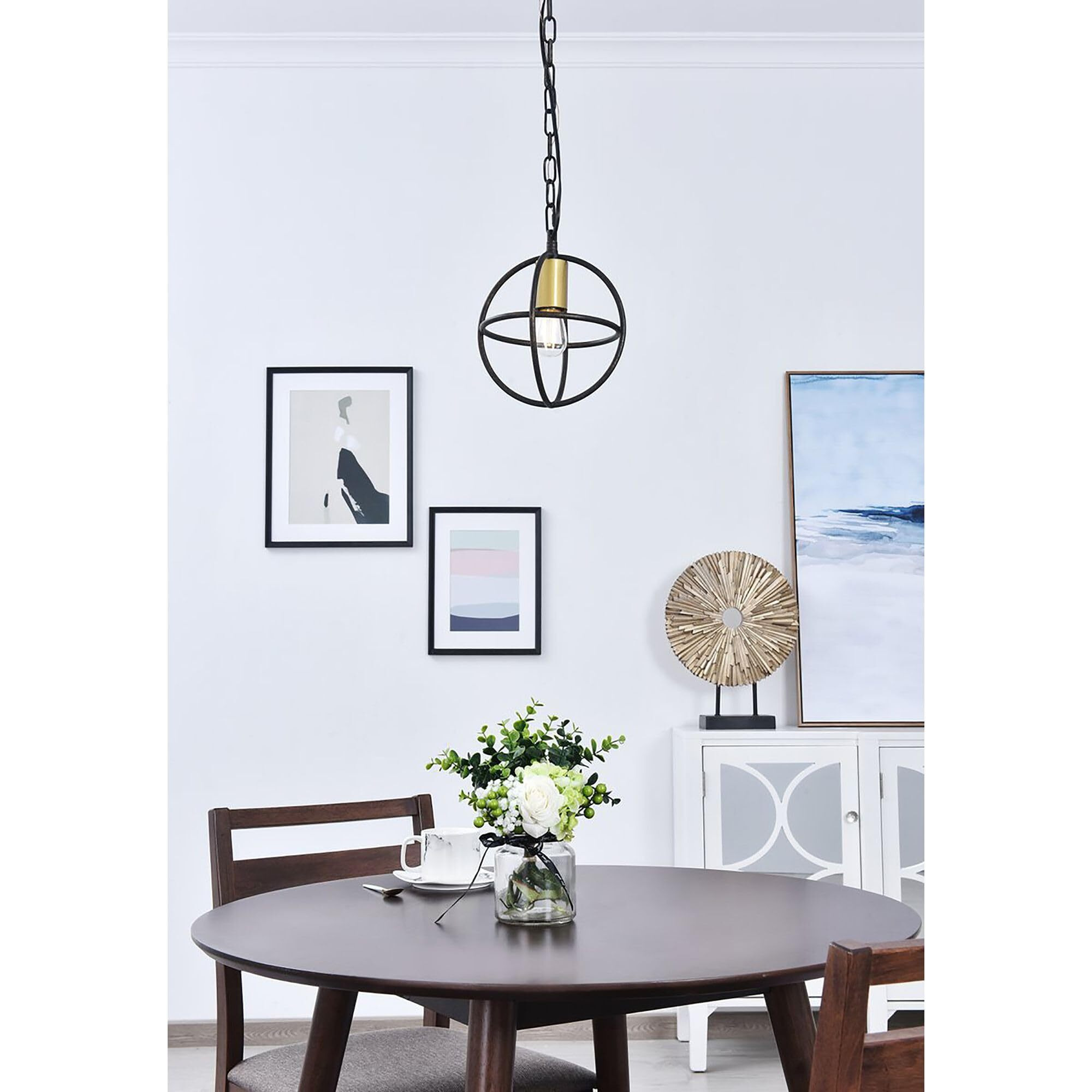 Octavia 1 light Brass and Dark Brown Pendant