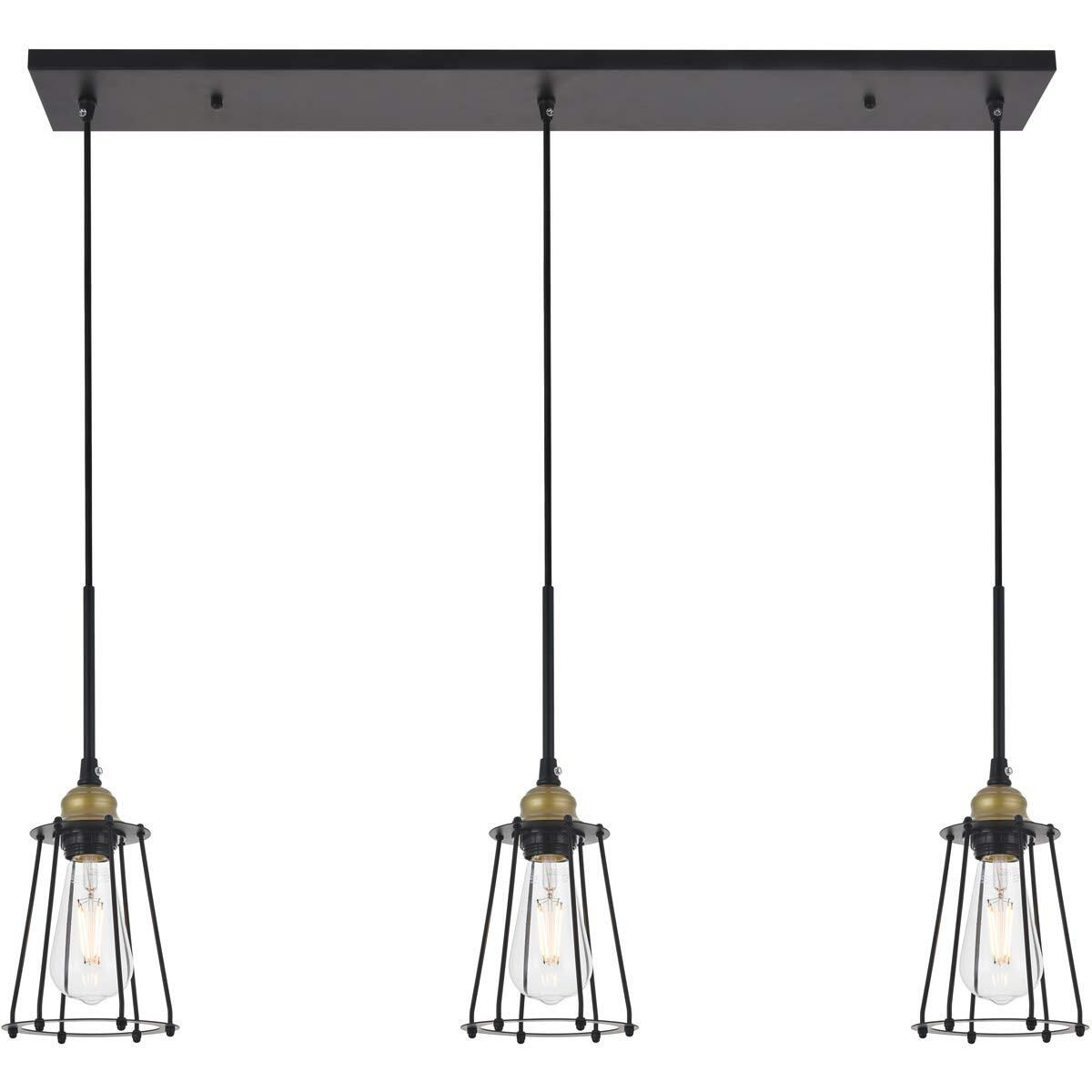 Auspice 3 light brass and black Pendant