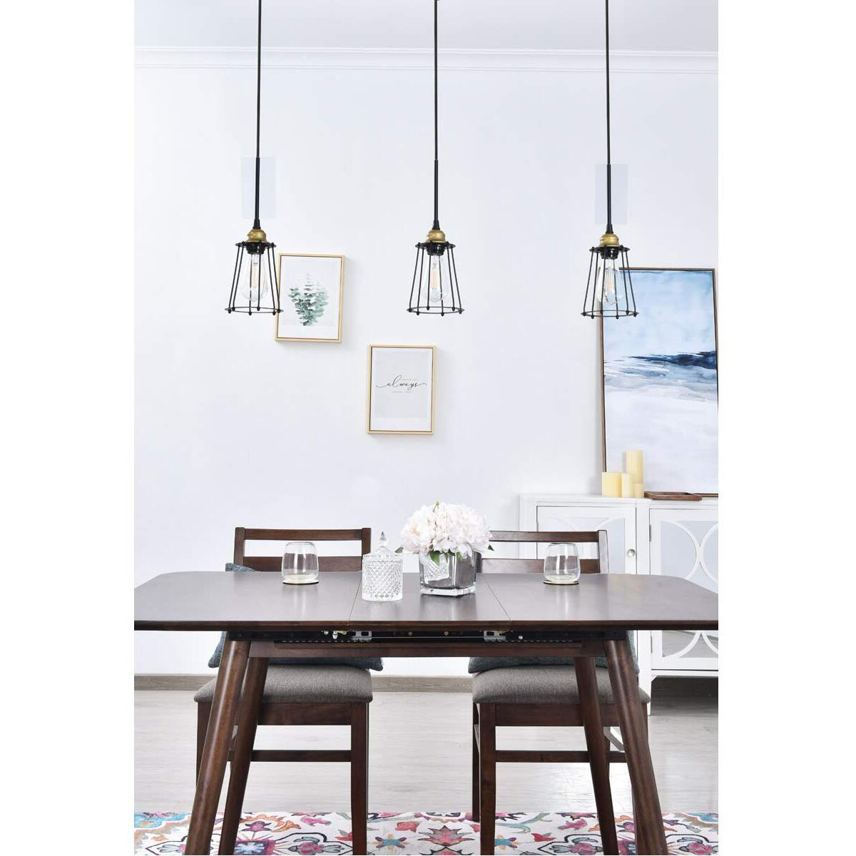 Auspice 3 light brass and black Pendant