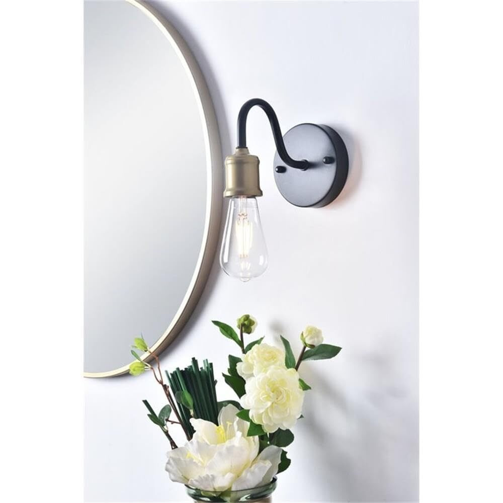 Serif 1 light brass and black Wall Sconce