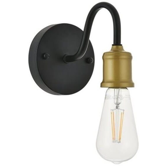Serif 1 light brass and black Wall Sconce