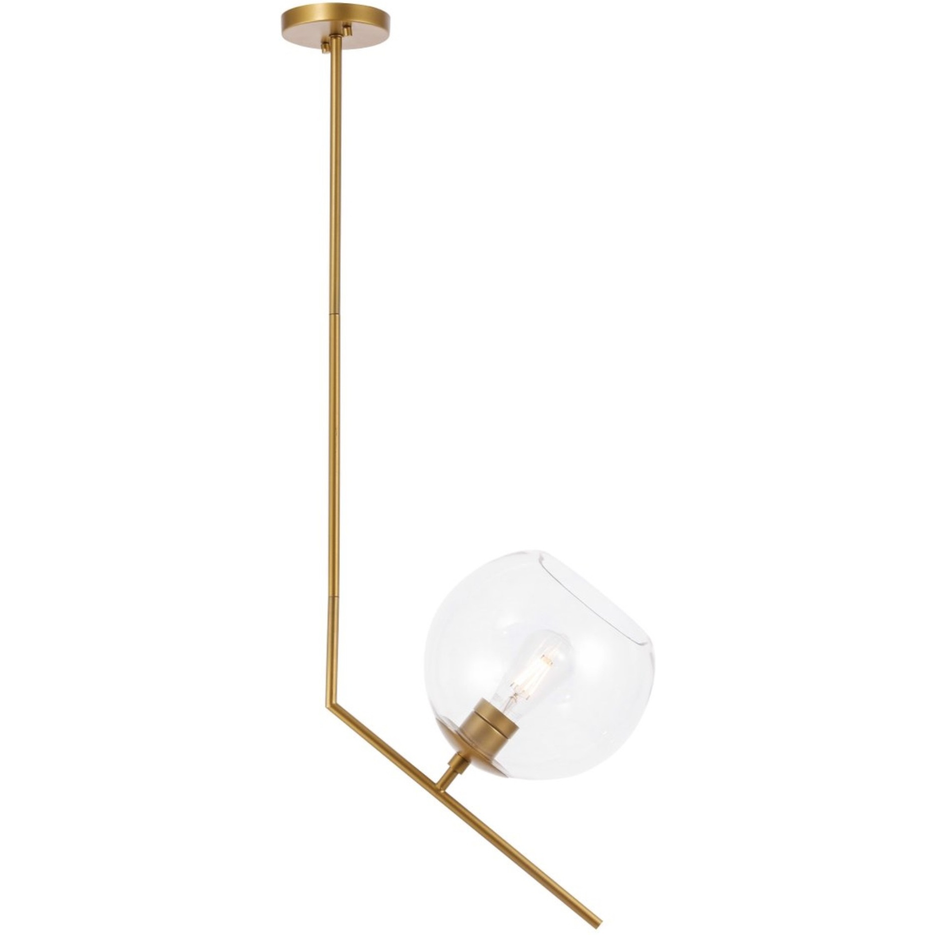 Ryland 1 light Brassand Clear glass pendant